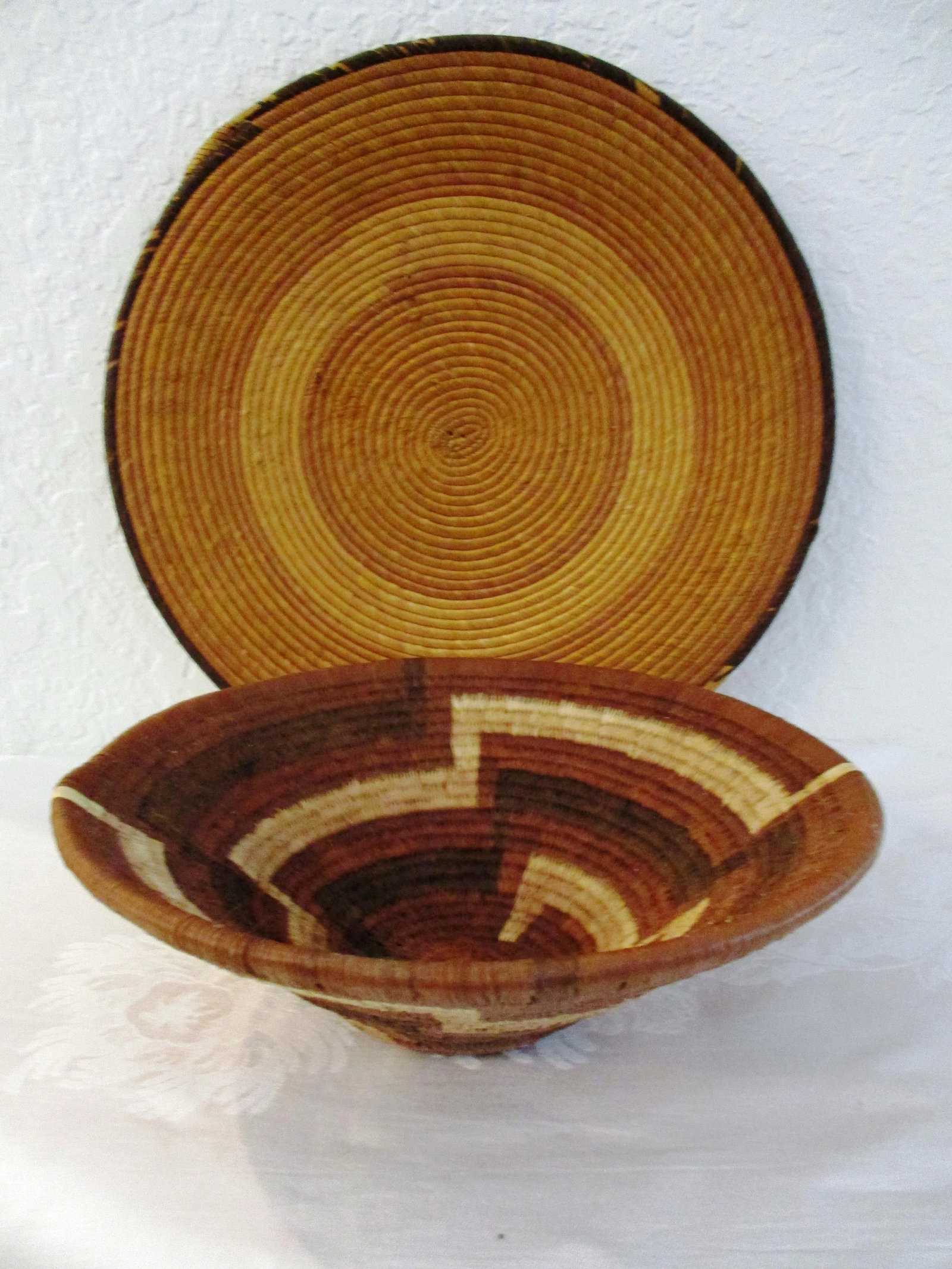 1970s African Hand-Woven Centerpiece Baskets - a Pair - 11