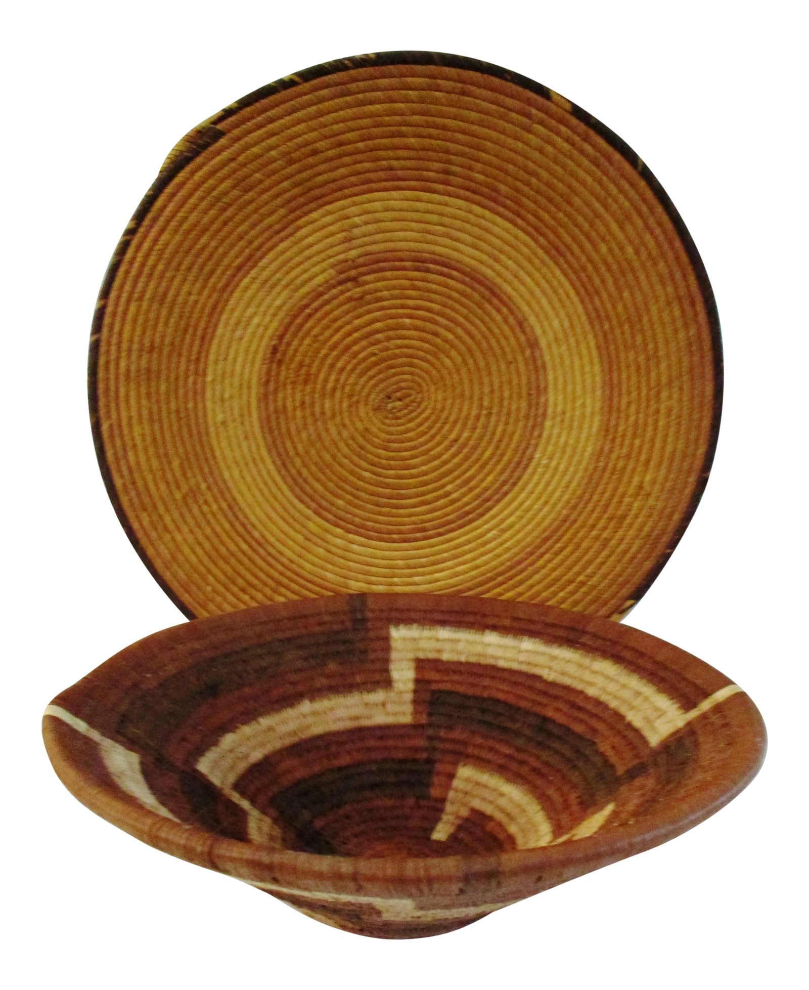 1970s African Hand-Woven Centerpiece Baskets - a Pair (1 of 11)