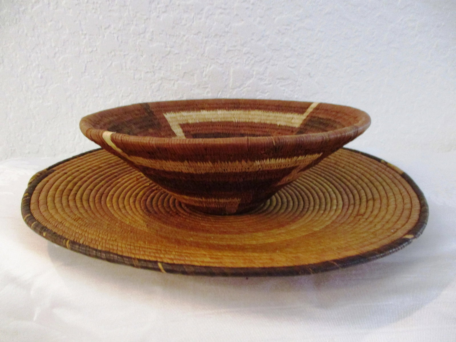 1970s African Hand-Woven Centerpiece Baskets - a Pair - 3