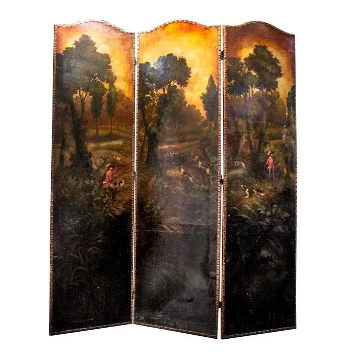Late 19th Century Painted Screen With Hunt Scene - 4