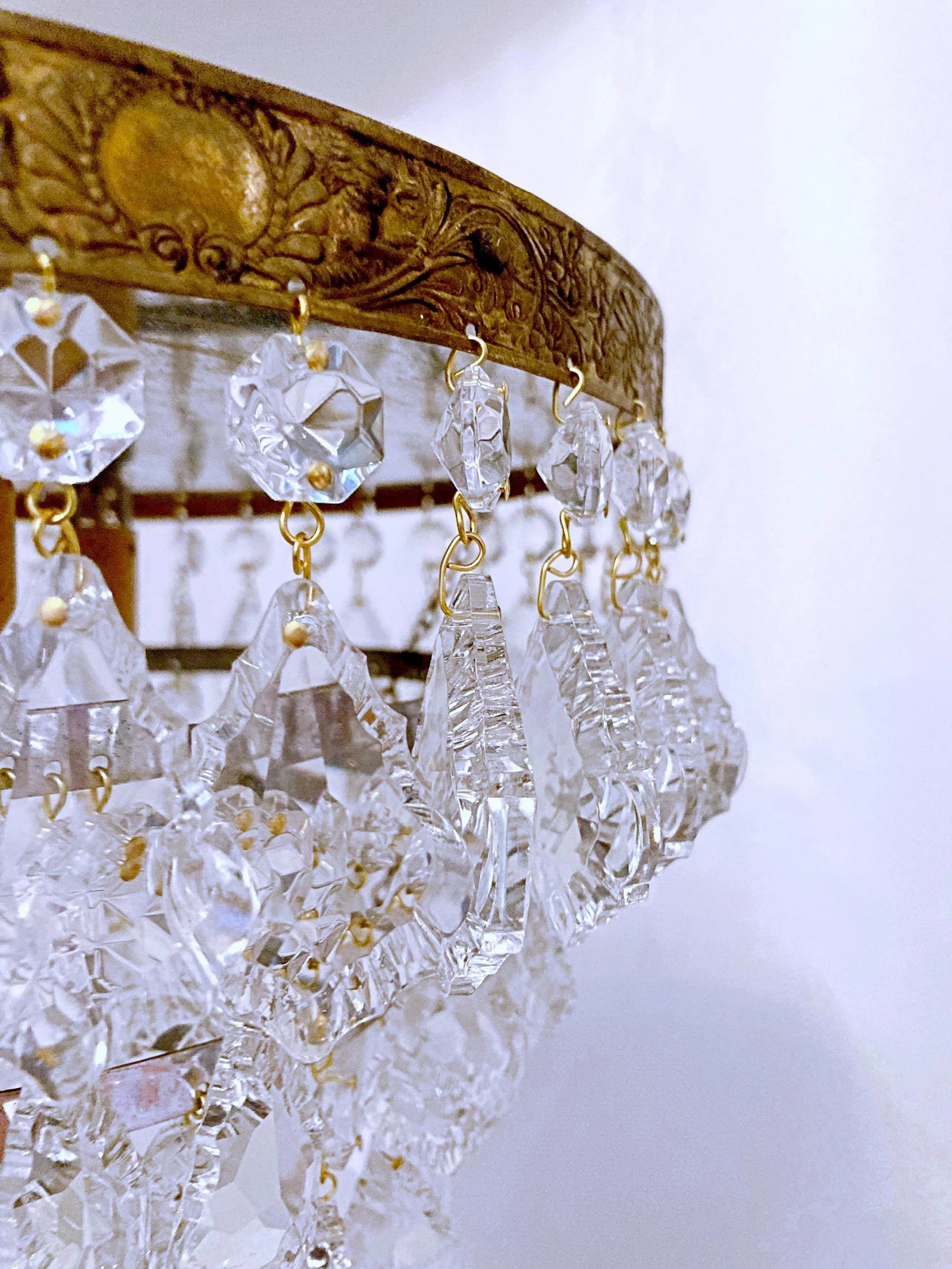Vintage 1950s Italian Brass Upside Down Layered Cake Chandelier - 3
