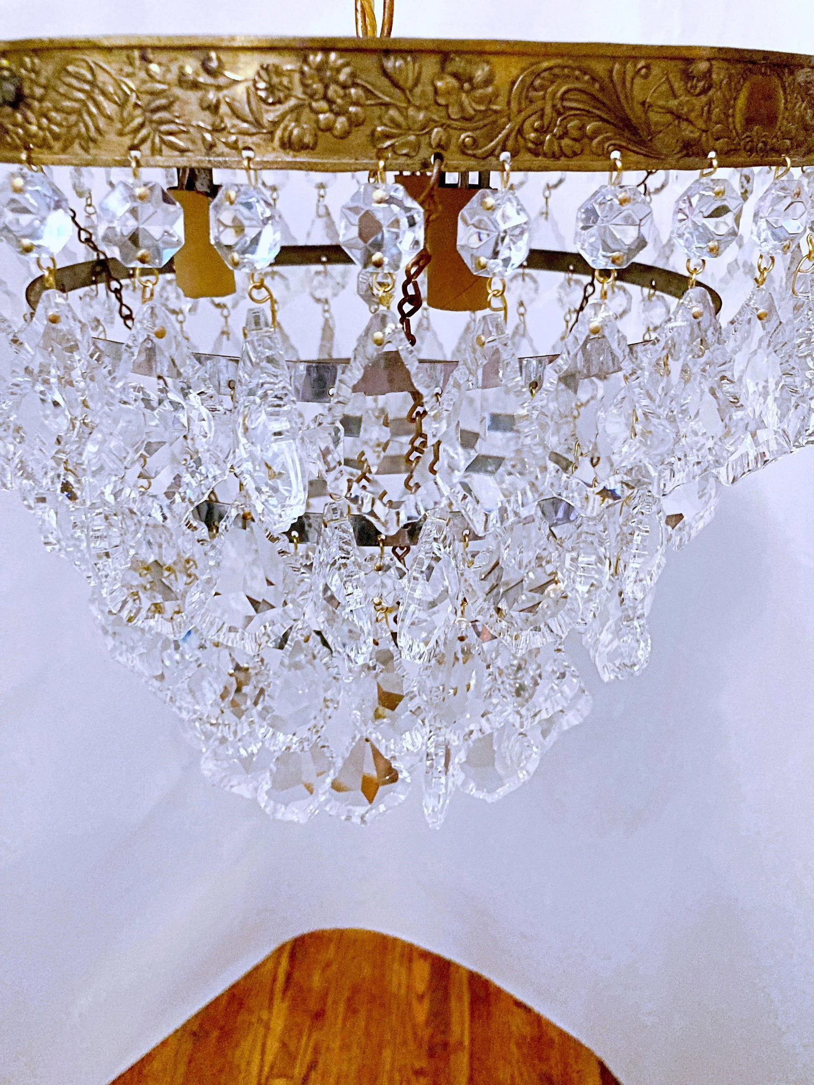 Vintage 1950s Italian Brass Upside Down Layered Cake Chandelier - 4