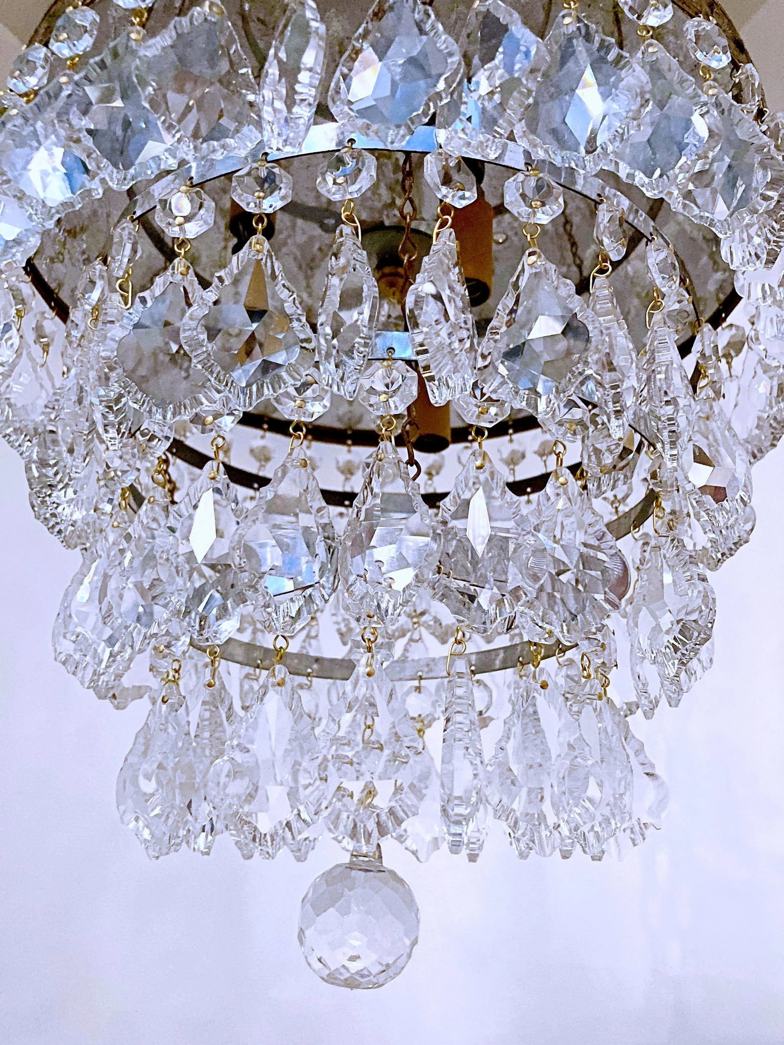 Vintage 1950s Italian Brass Upside Down Layered Cake Chandelier - 5
