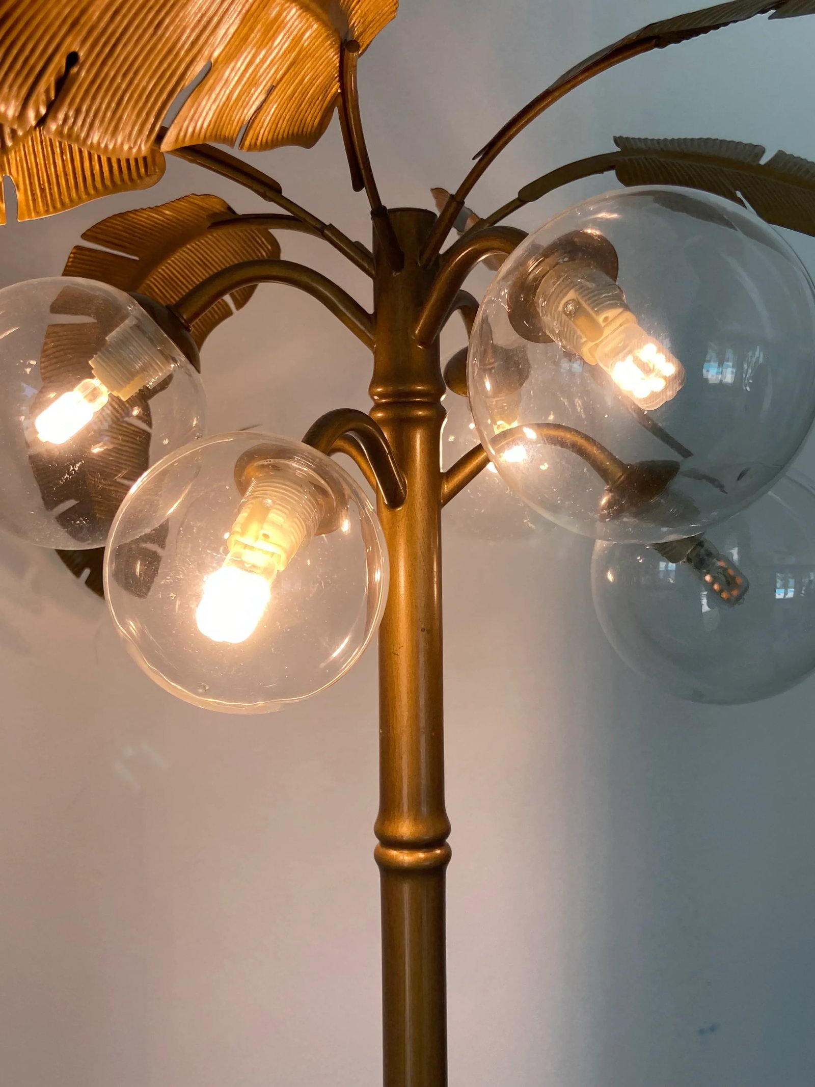Vintage Mid Century Modern Chinoiserie Gold Palm Tree Floor Lamp - 8