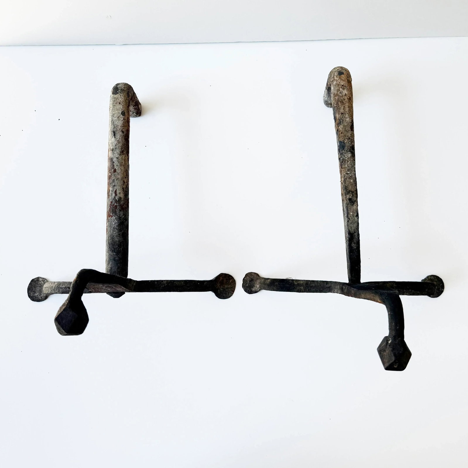 Pair of American Wrought Iron 'Goose-Neck' Andirons, Late 18th or Early 19th Century - 7