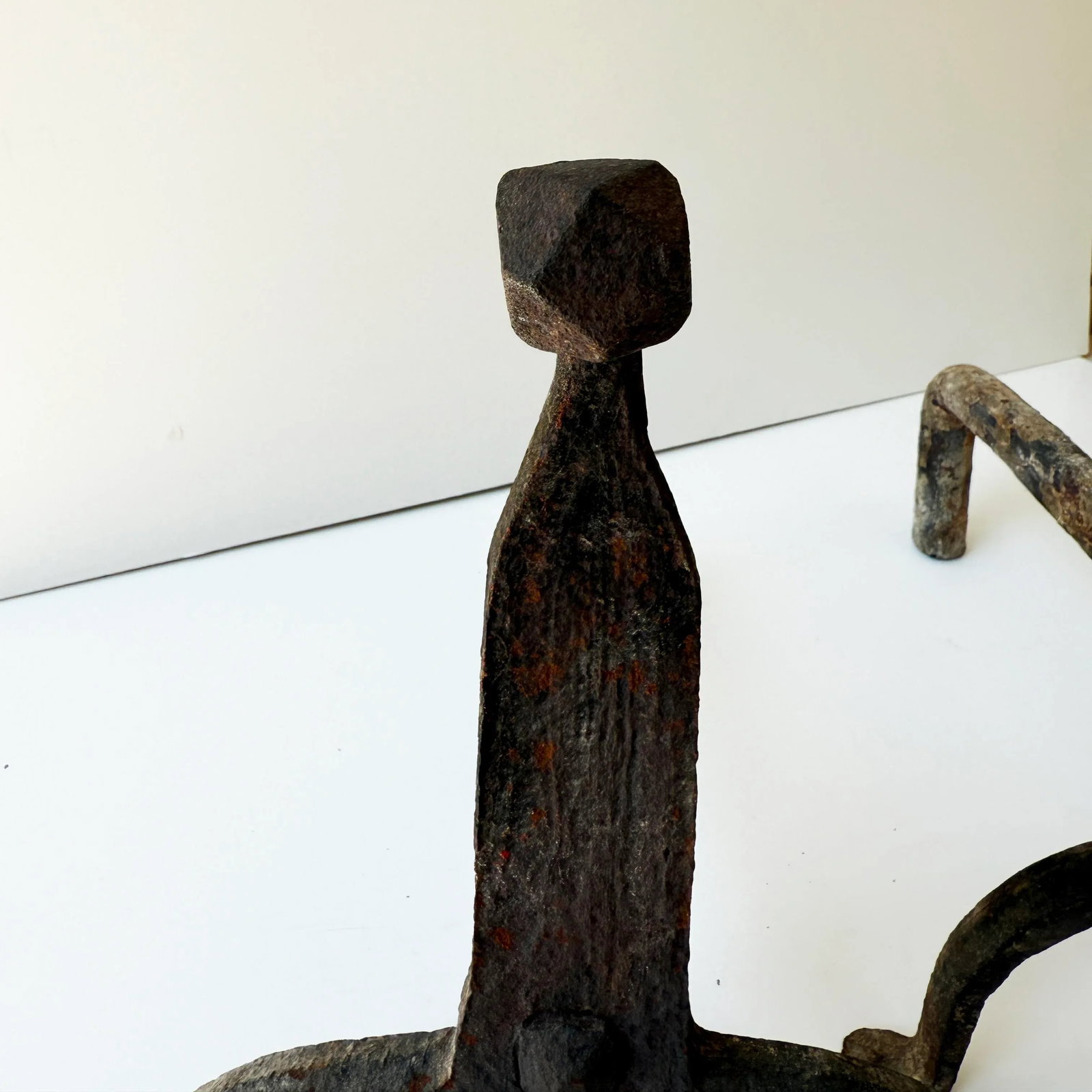 Pair of American Wrought Iron 'Goose-Neck' Andirons, Late 18th or Early 19th Century - 8