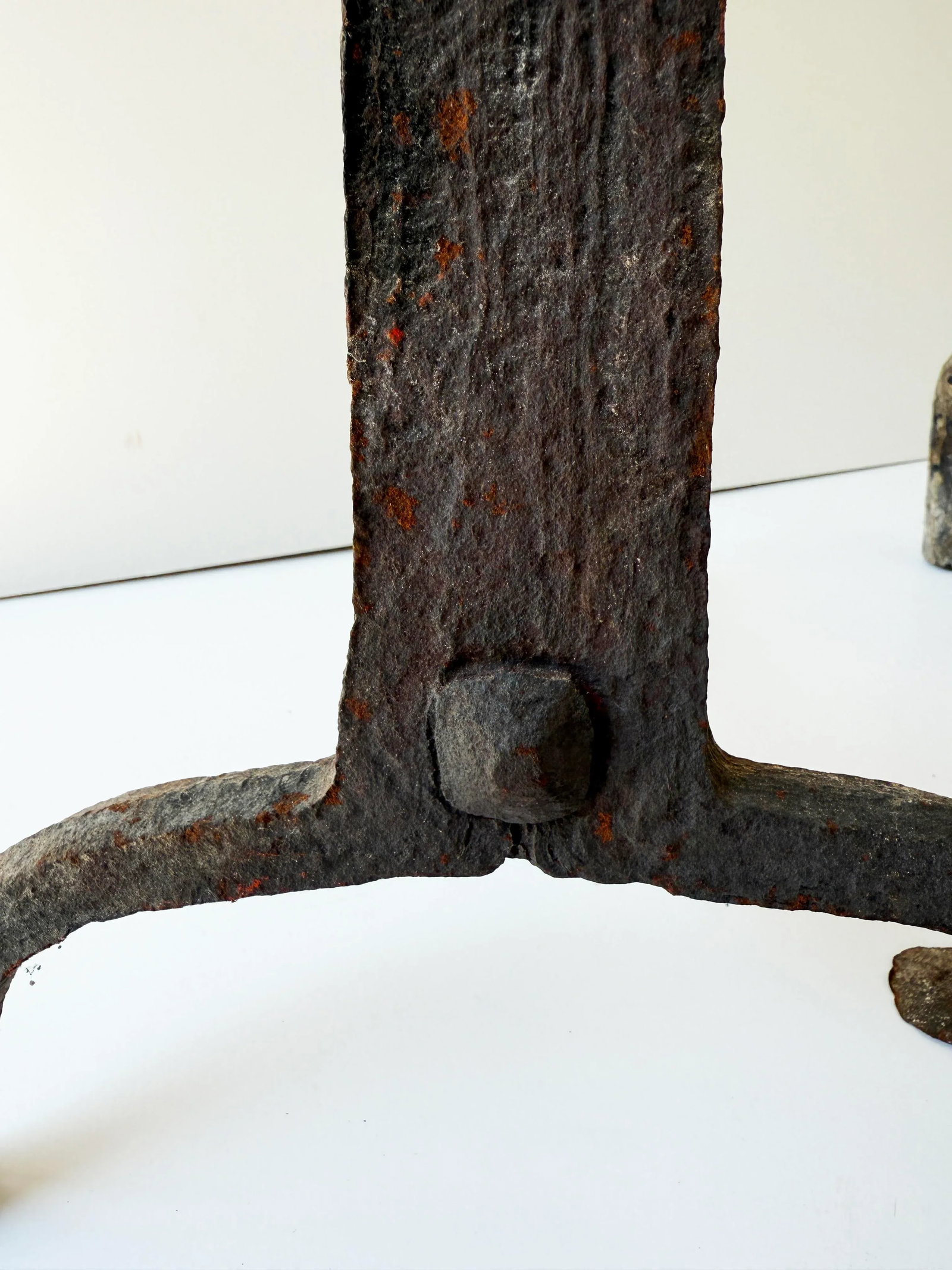 Pair of American Wrought Iron 'Goose-Neck' Andirons, Late 18th or Early 19th Century - 9