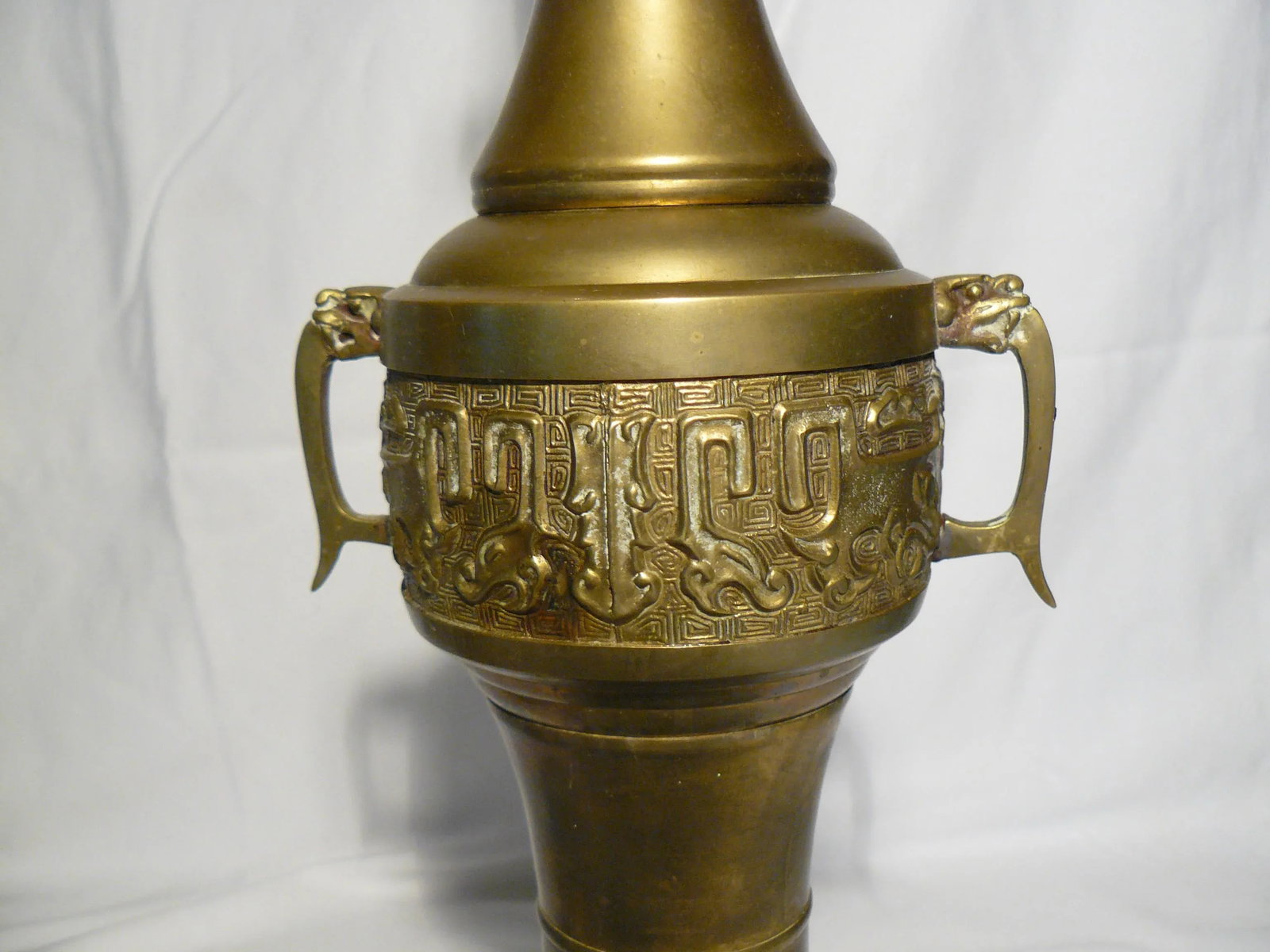 Mid-Century Asian Brass Lamps in the Style of James Mont - a Pair - 4