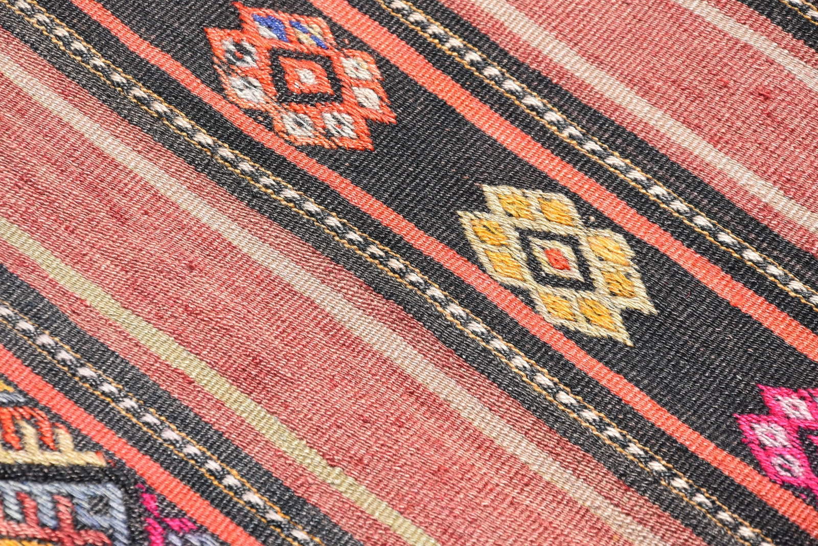 1980s Turkish Red Striped Cecim Oushak Kilim - 6