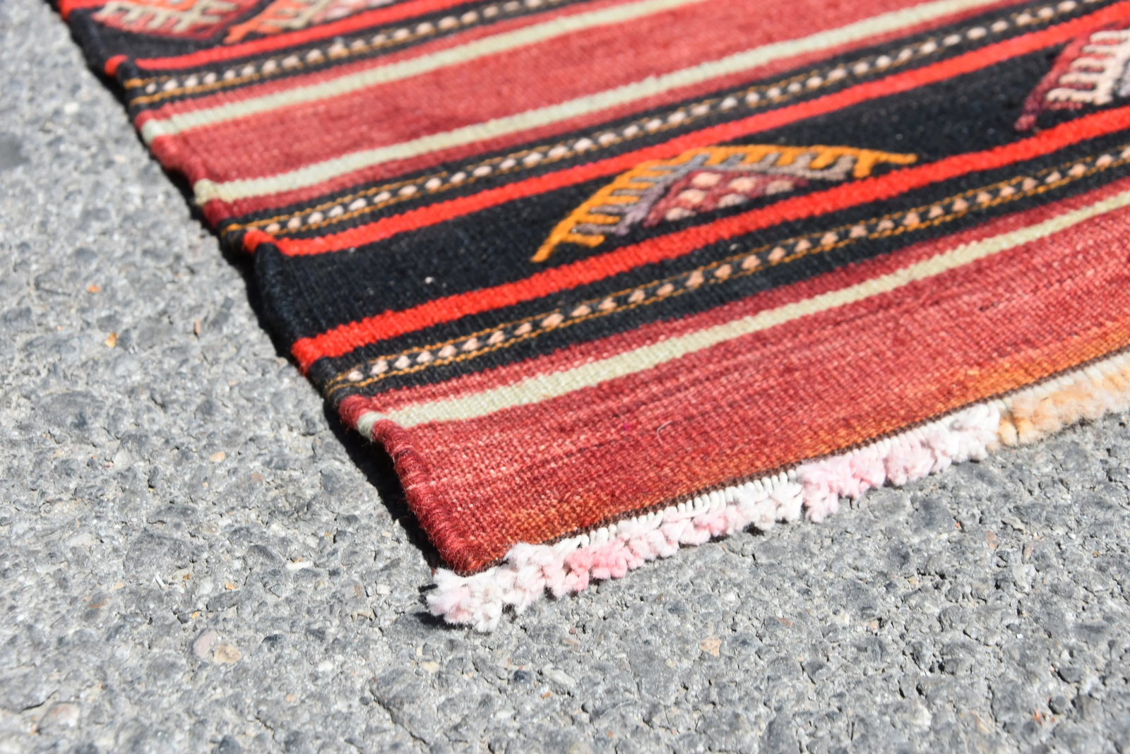 1980s Turkish Red Striped Cecim Oushak Kilim - 7