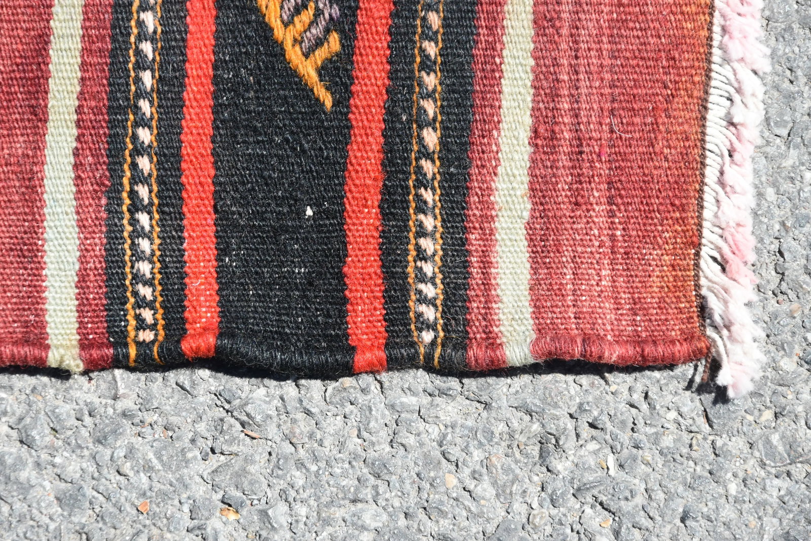 1980s Turkish Red Striped Cecim Oushak Kilim - 9