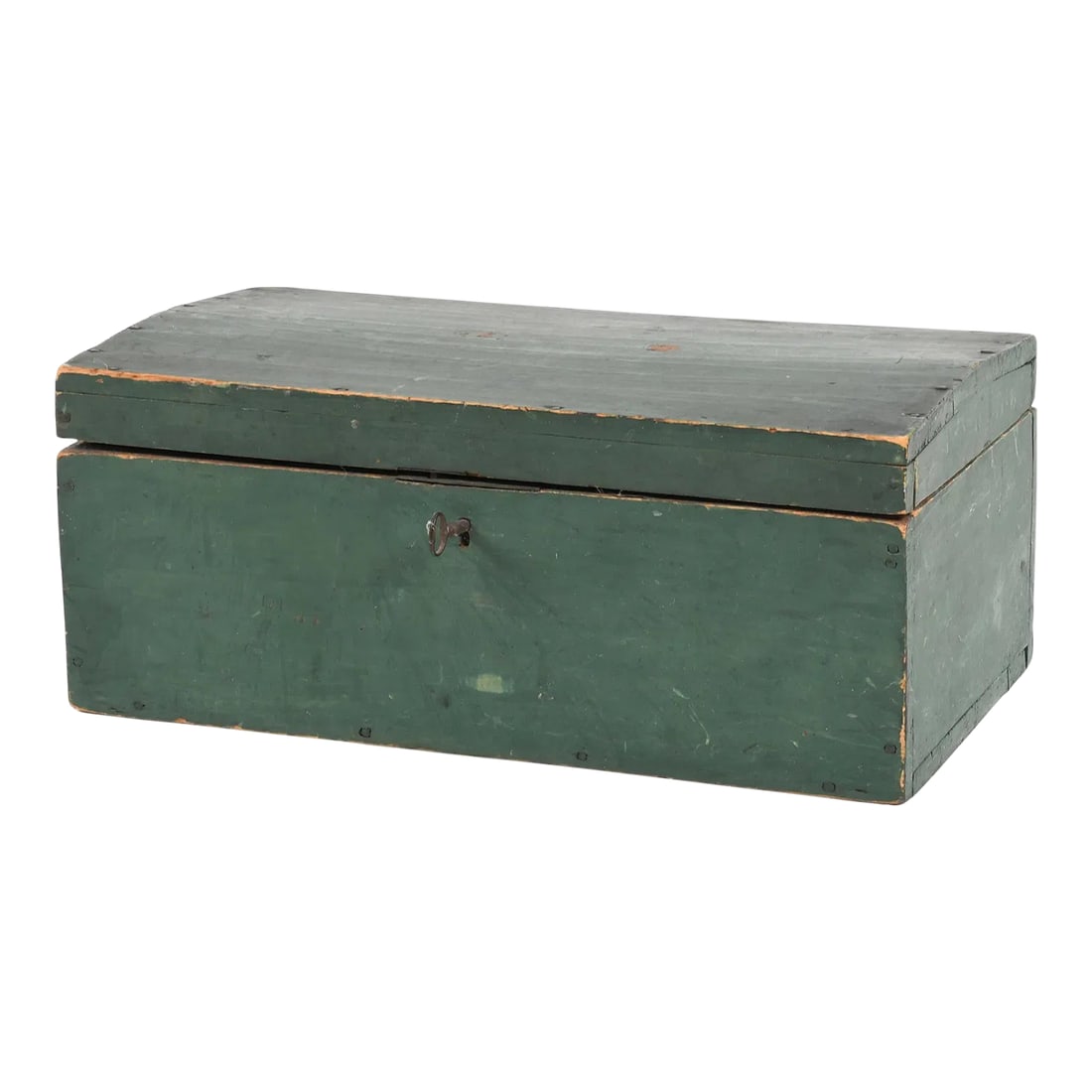 Large Antique Green Painted Decorative Box, 19th Century (1 of 5)