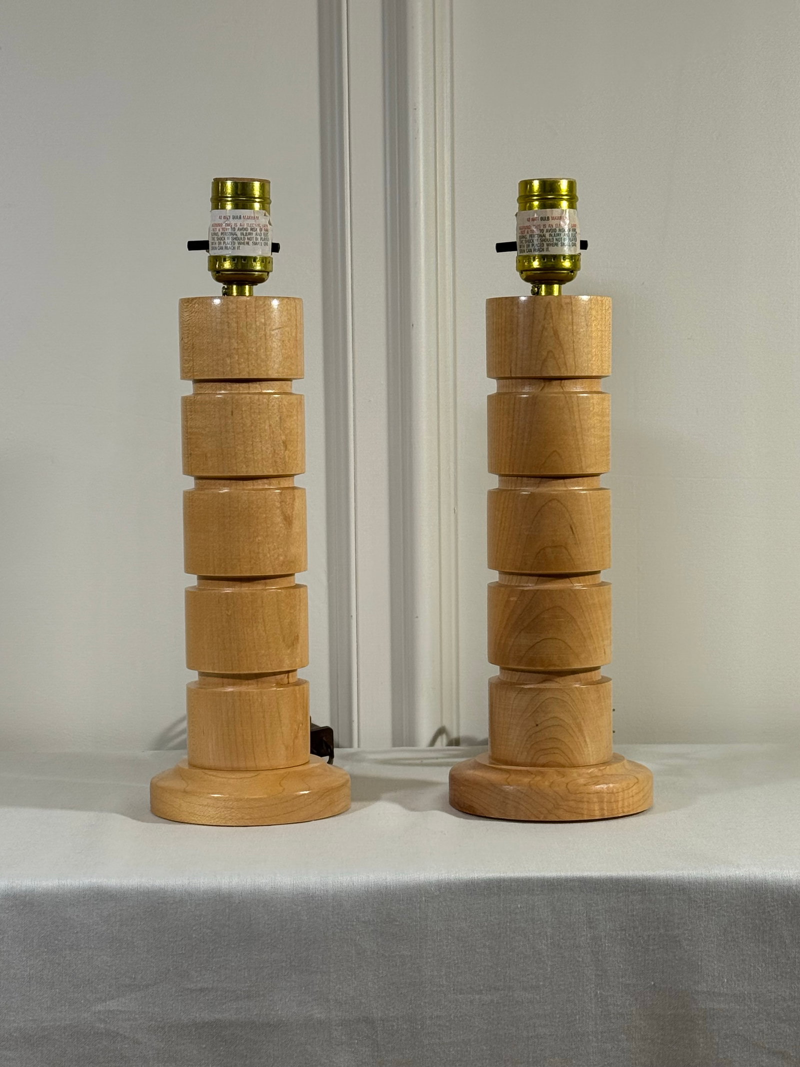 Mid Century Danish Modern Stacked Wood Table Lamps - 6