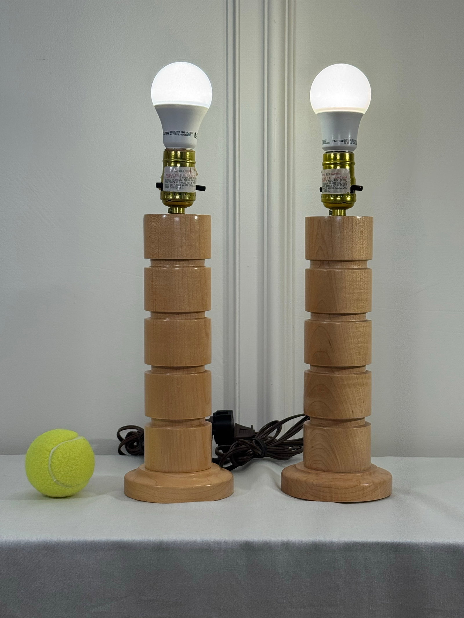 Mid Century Danish Modern Stacked Wood Table Lamps - 7