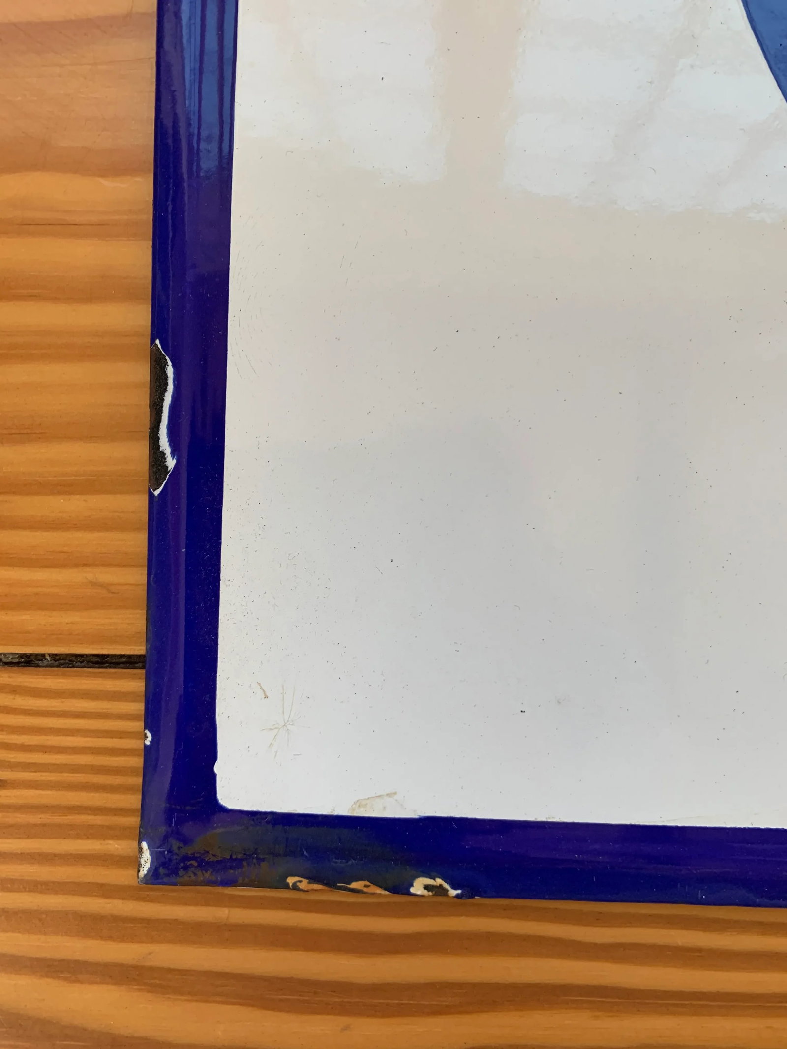 Vintage Blue and White Industrial Enamel Factory Sign - 3