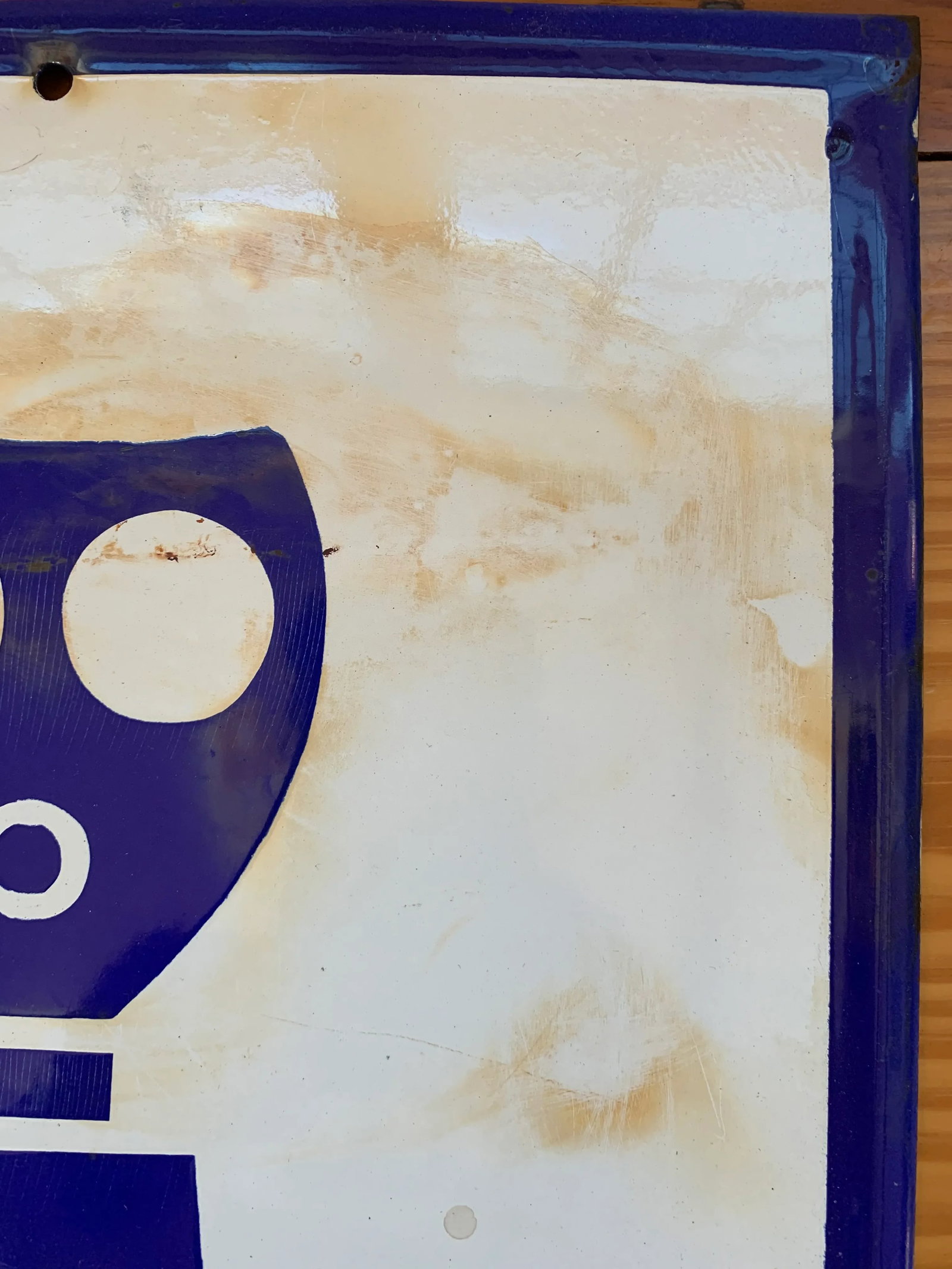 Vintage Blue and White Industrial Enamel Factory Sign - 4