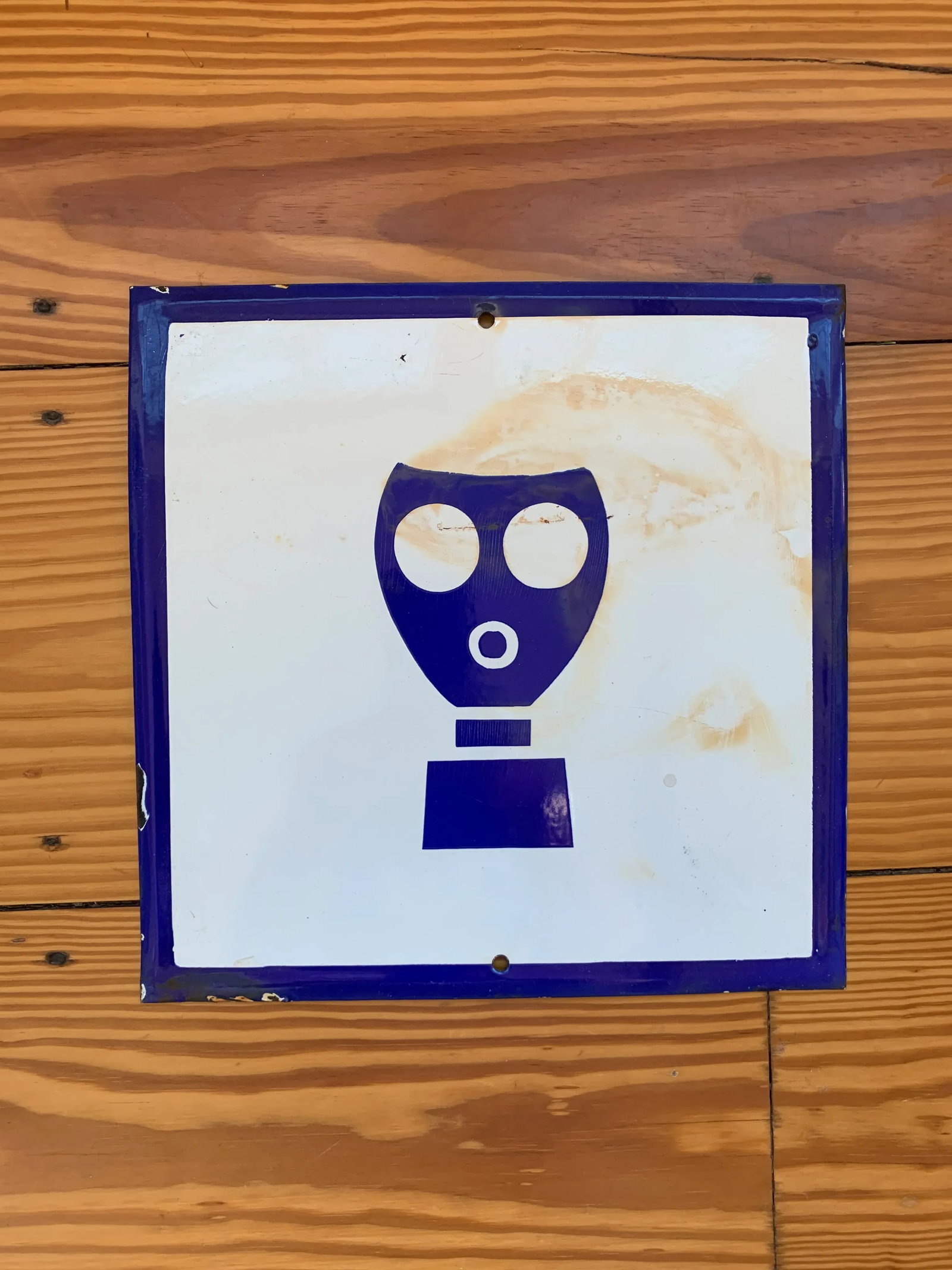 Vintage Blue and White Industrial Enamel Factory Sign - 8