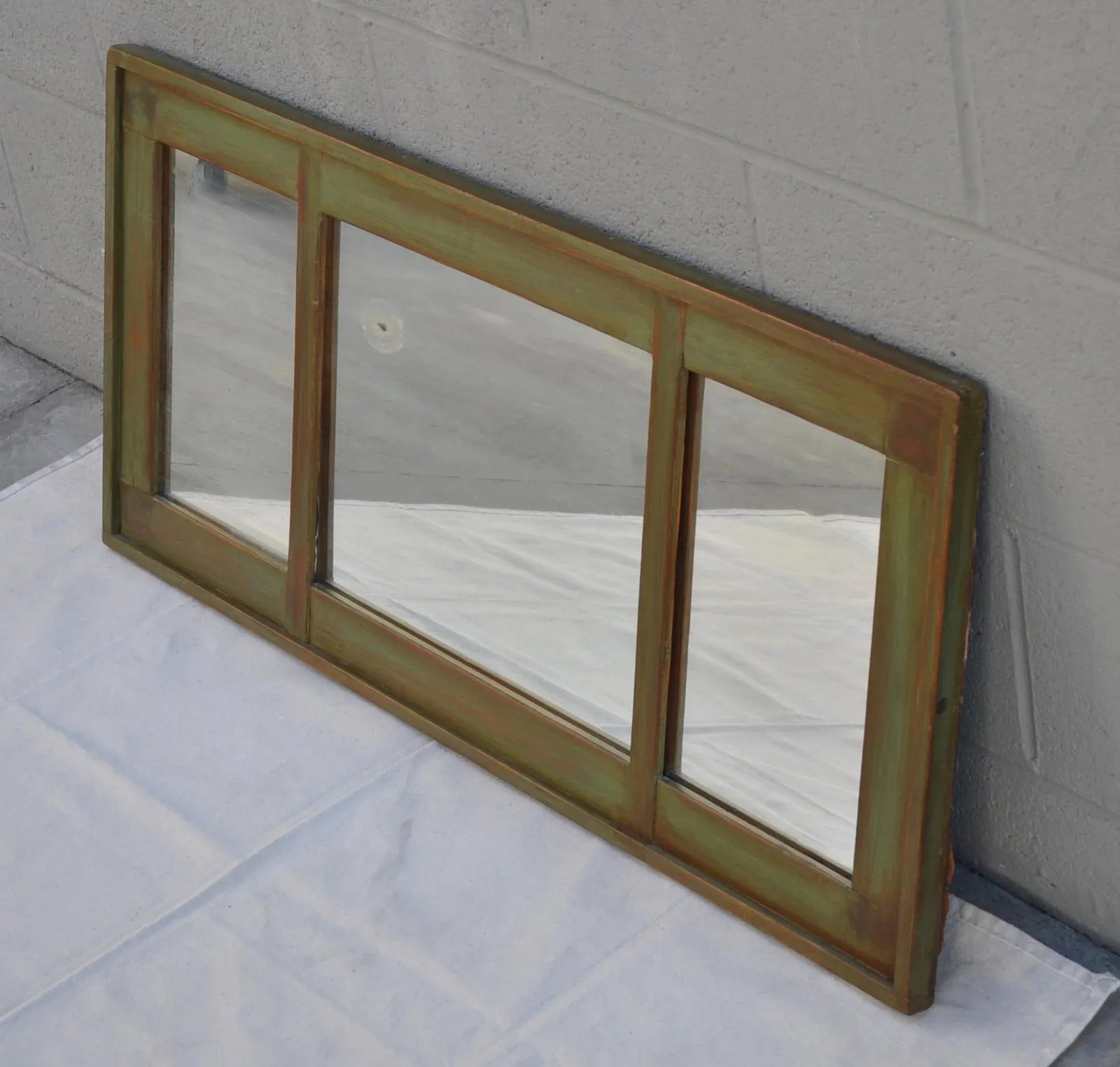 Antique 1920s 3 Panels Wall Mirror in Painted Wood Frame - 2