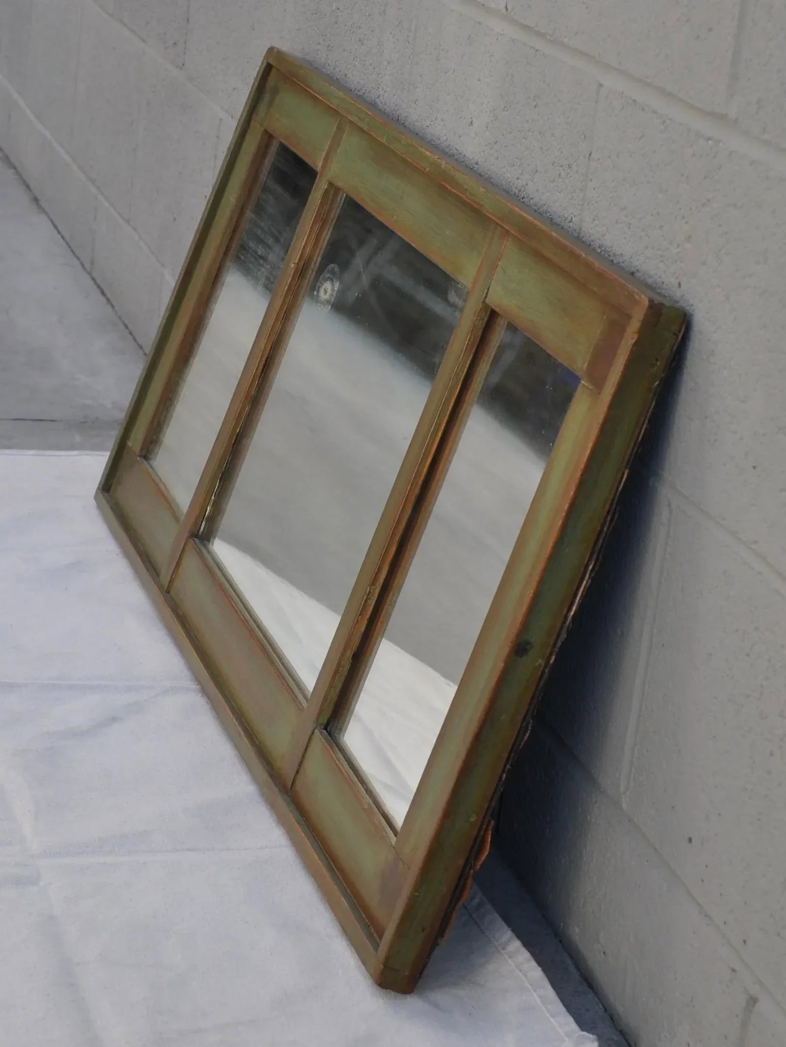 Antique 1920s 3 Panels Wall Mirror in Painted Wood Frame - 3