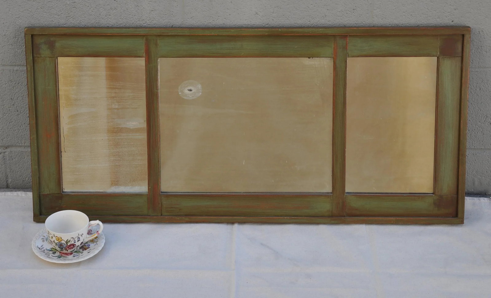 Antique 1920s 3 Panels Wall Mirror in Painted Wood Frame - 9