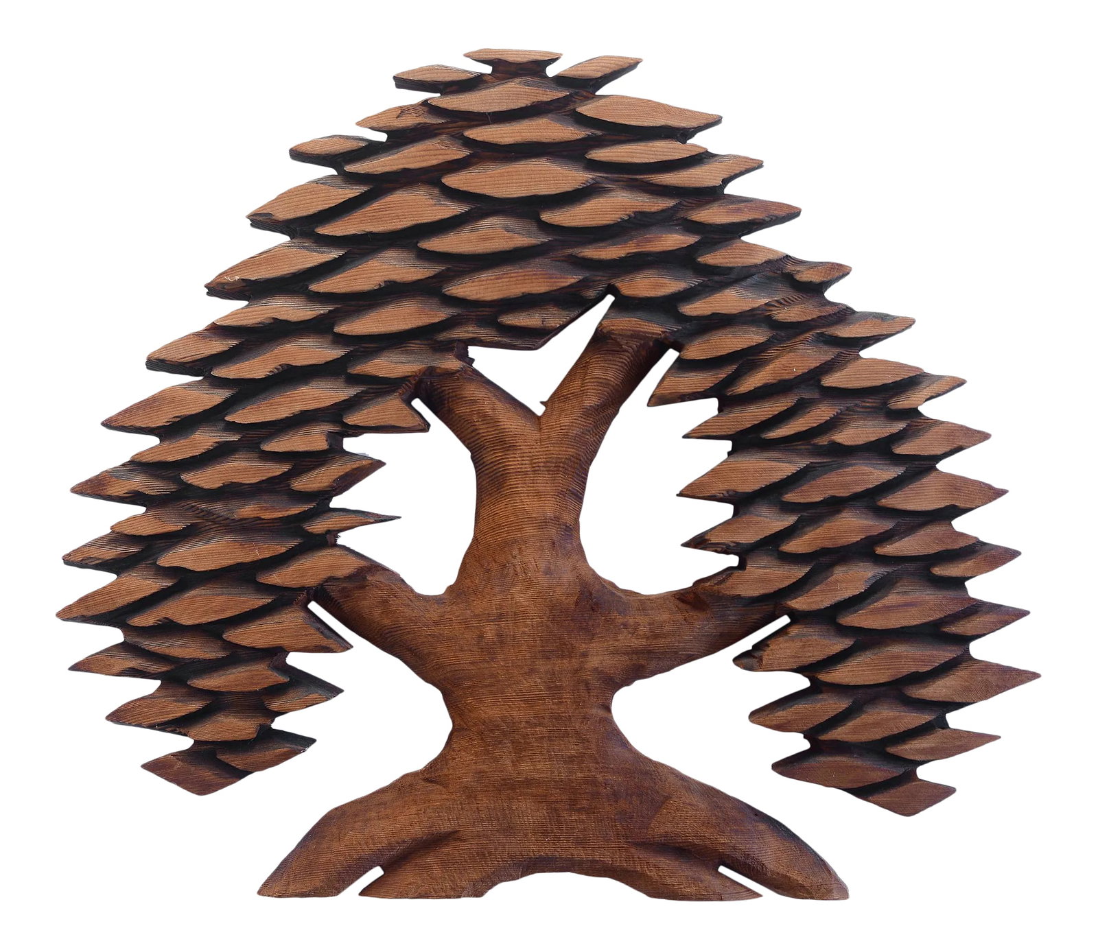 Vintage Hand Carved Cryptomeria Wall Tree Sculpture (1 of 12)