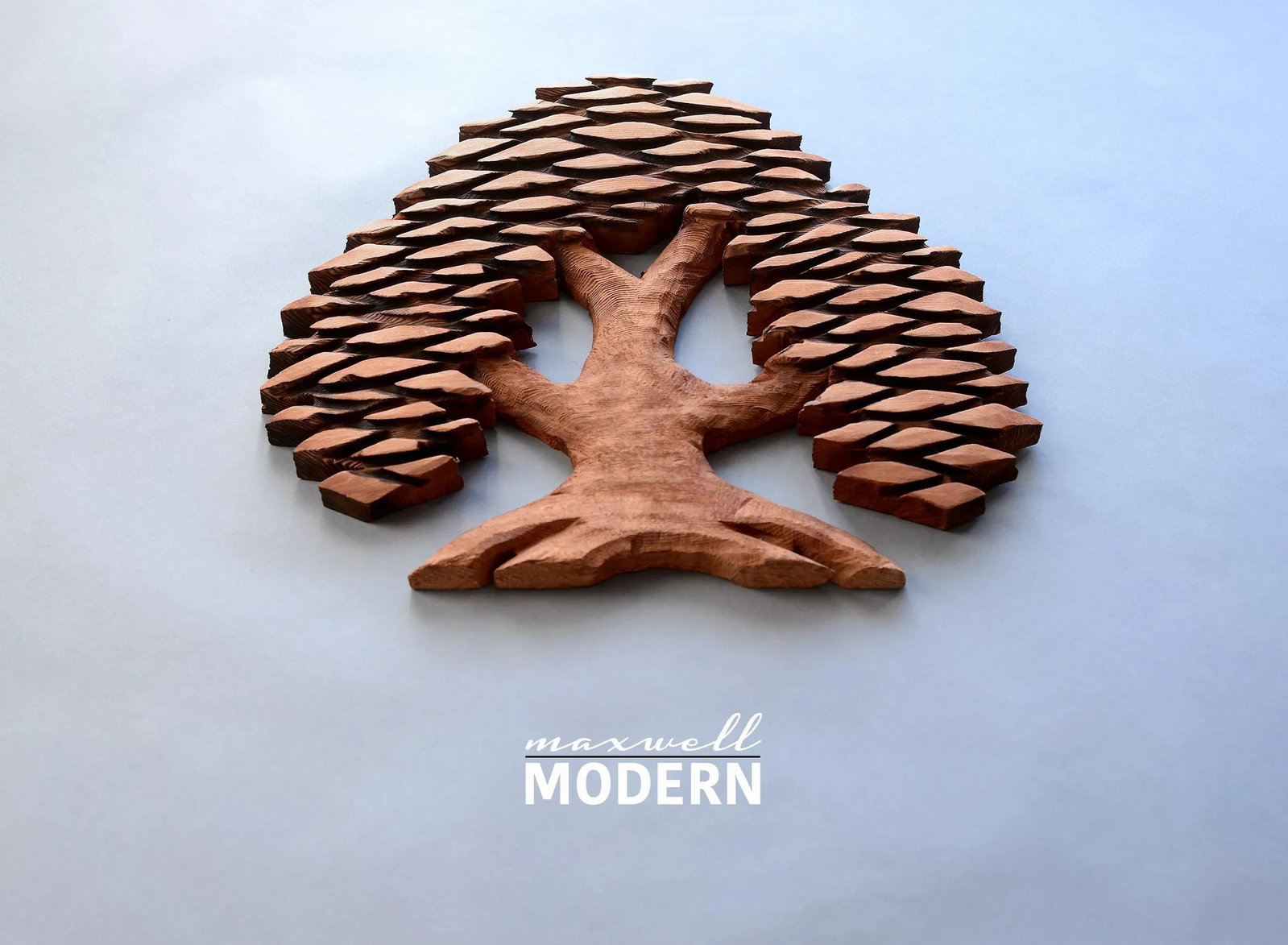 Vintage Hand Carved Cryptomeria Wall Tree Sculpture - 2