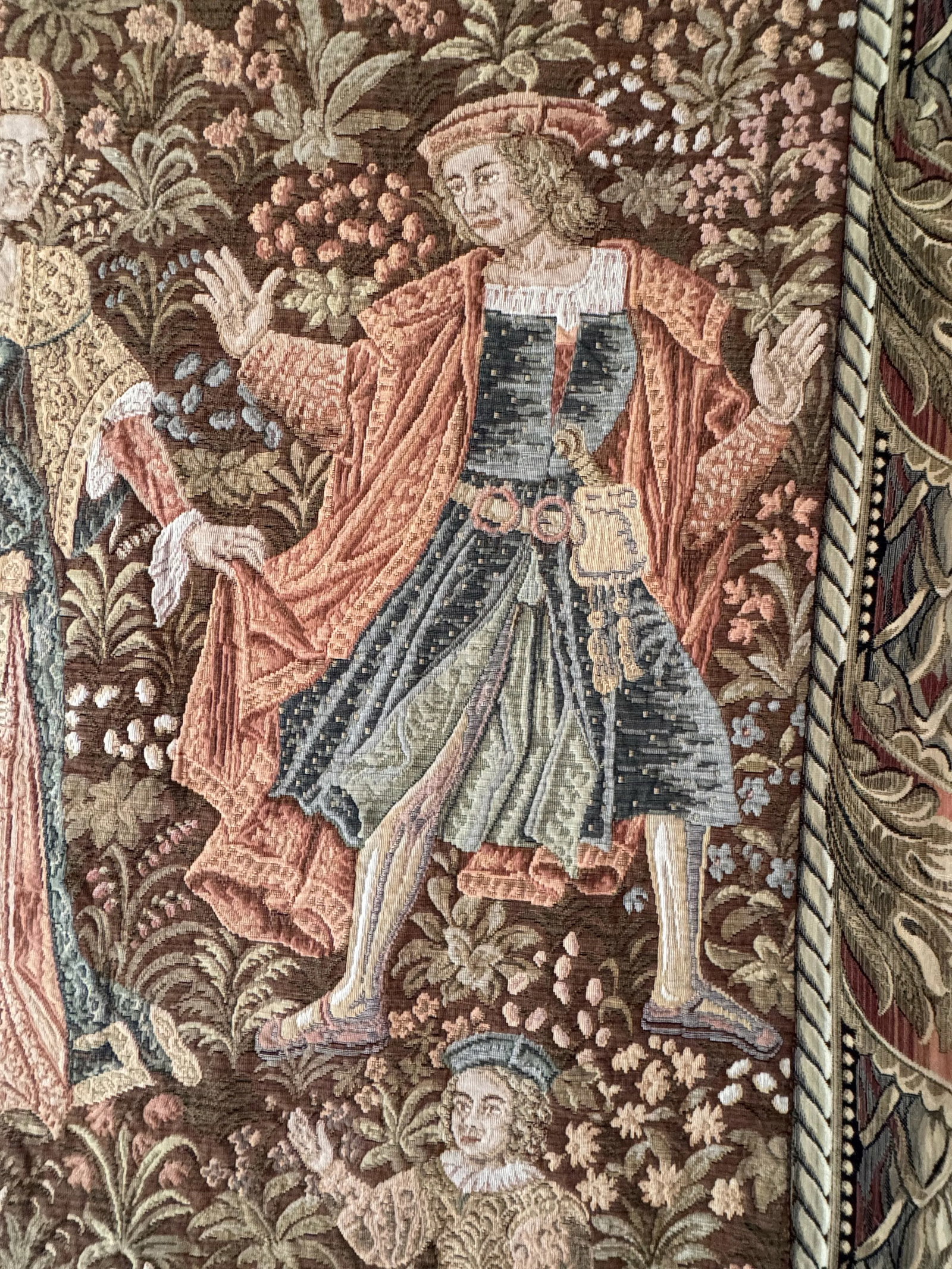 Vintage Aubusson Style Tapestry With Medieval Design - 3