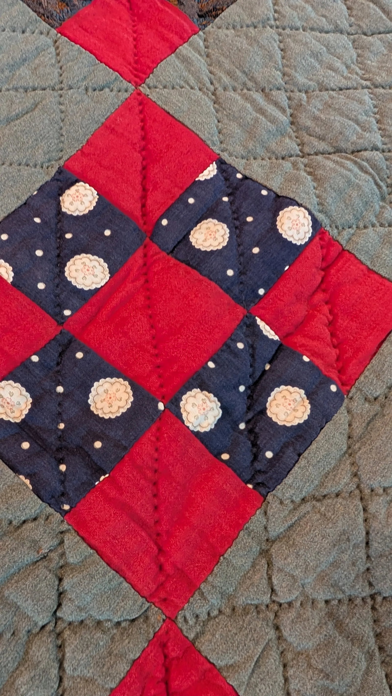 Vintage Country Style Handmade Block Quilt - 12