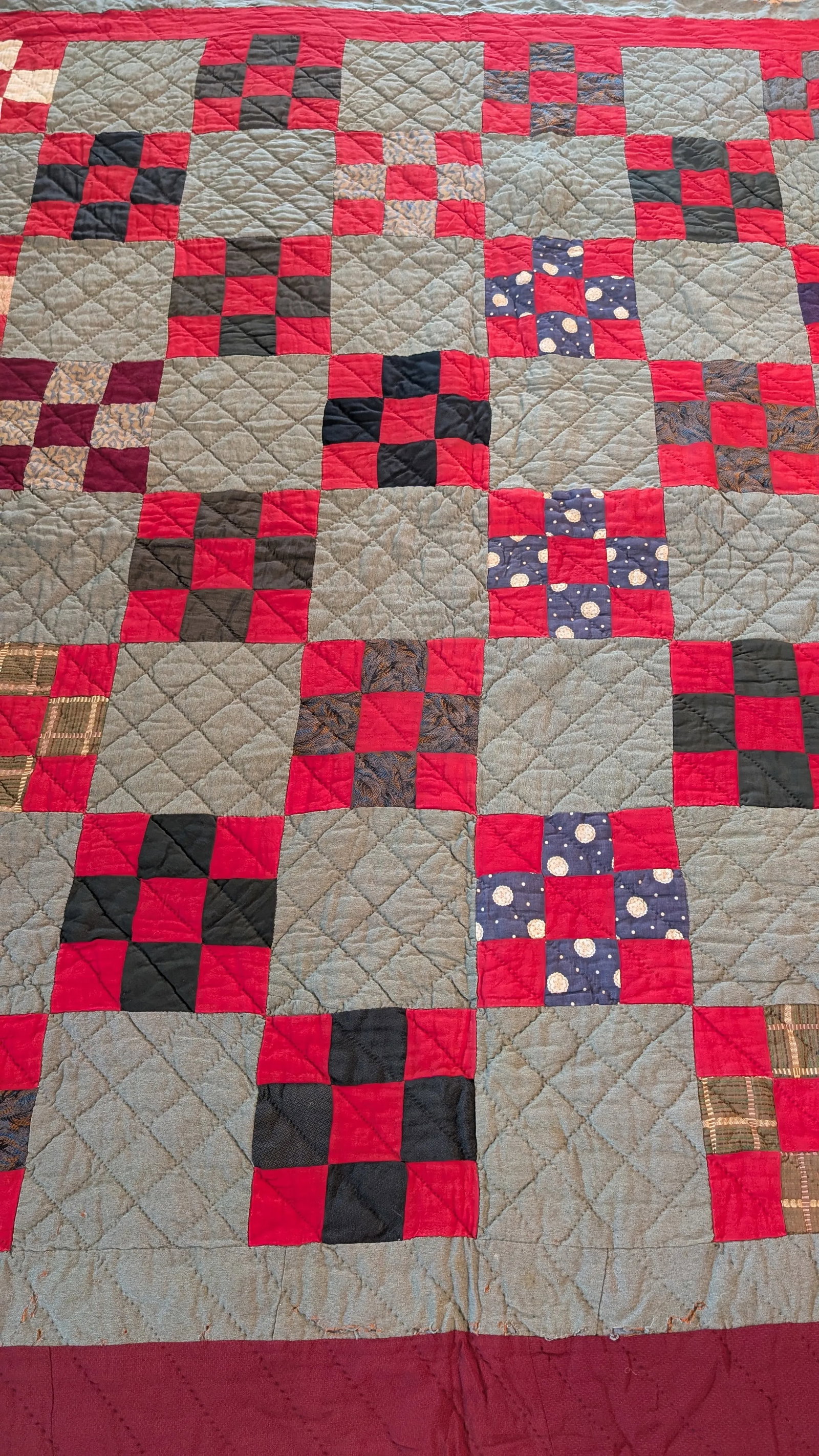 Vintage Country Style Handmade Block Quilt - 2