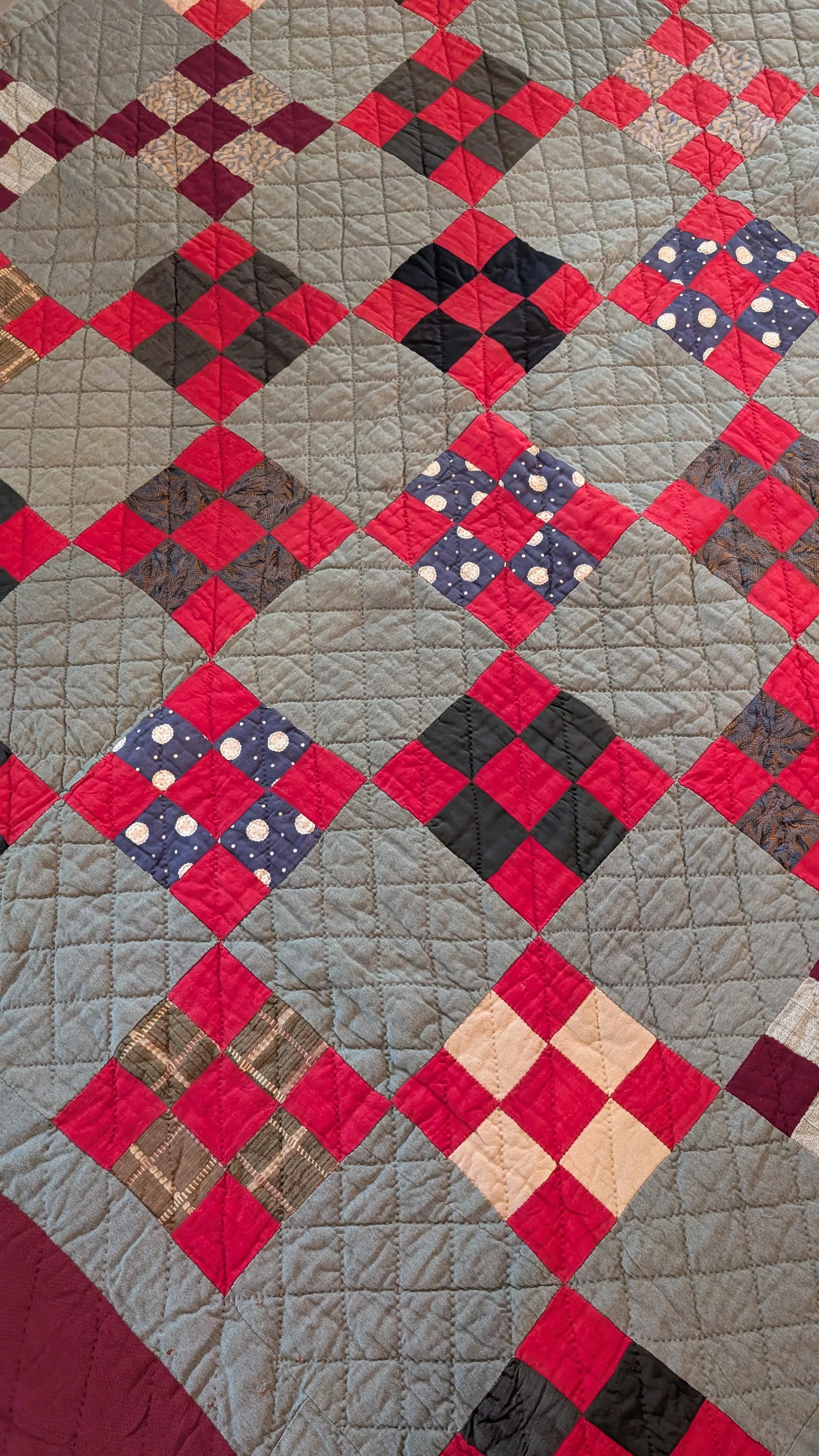 Vintage Country Style Handmade Block Quilt - 5
