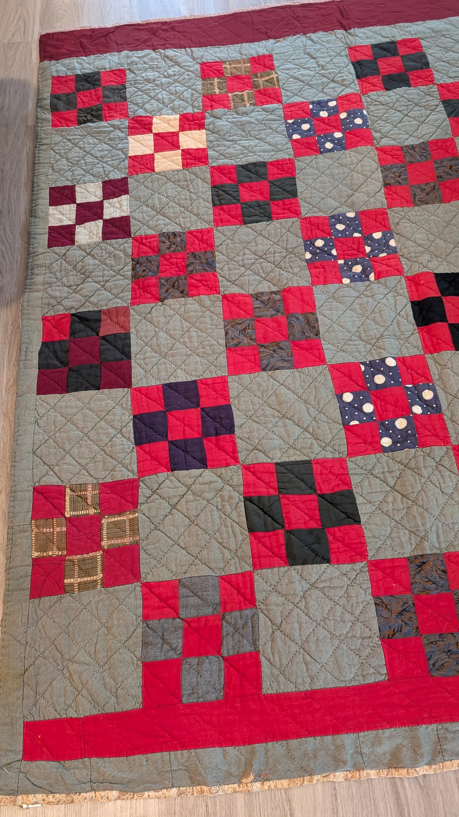 Vintage Country Style Handmade Block Quilt - 6