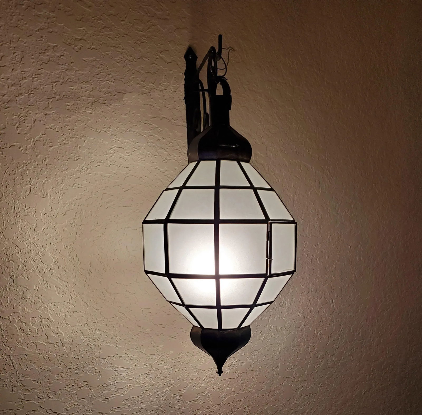 Medium Moroccan Chess Style Glass Lantern - 2