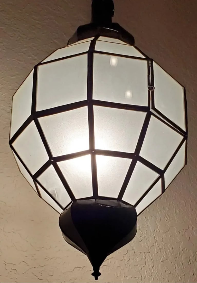Medium Moroccan Chess Style Glass Lantern - 3