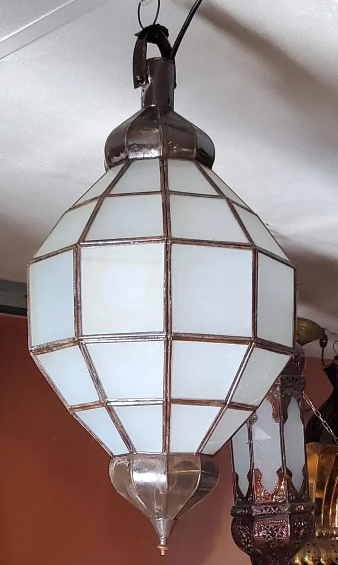 Medium Moroccan Chess Style Glass Lantern - 6