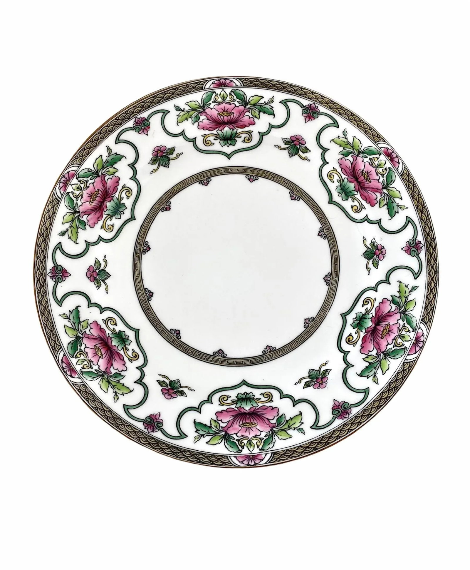 Mid 20th Century Royal Worcester Chinoiserie Pink Lotus Dinner Plates - Set of 10 - 6