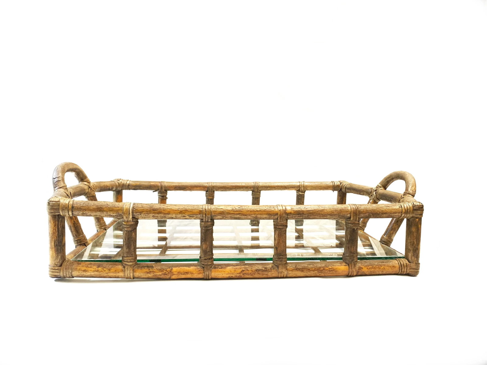 1950's Mid-Century Modern Oversized, Rattan Tray - 2