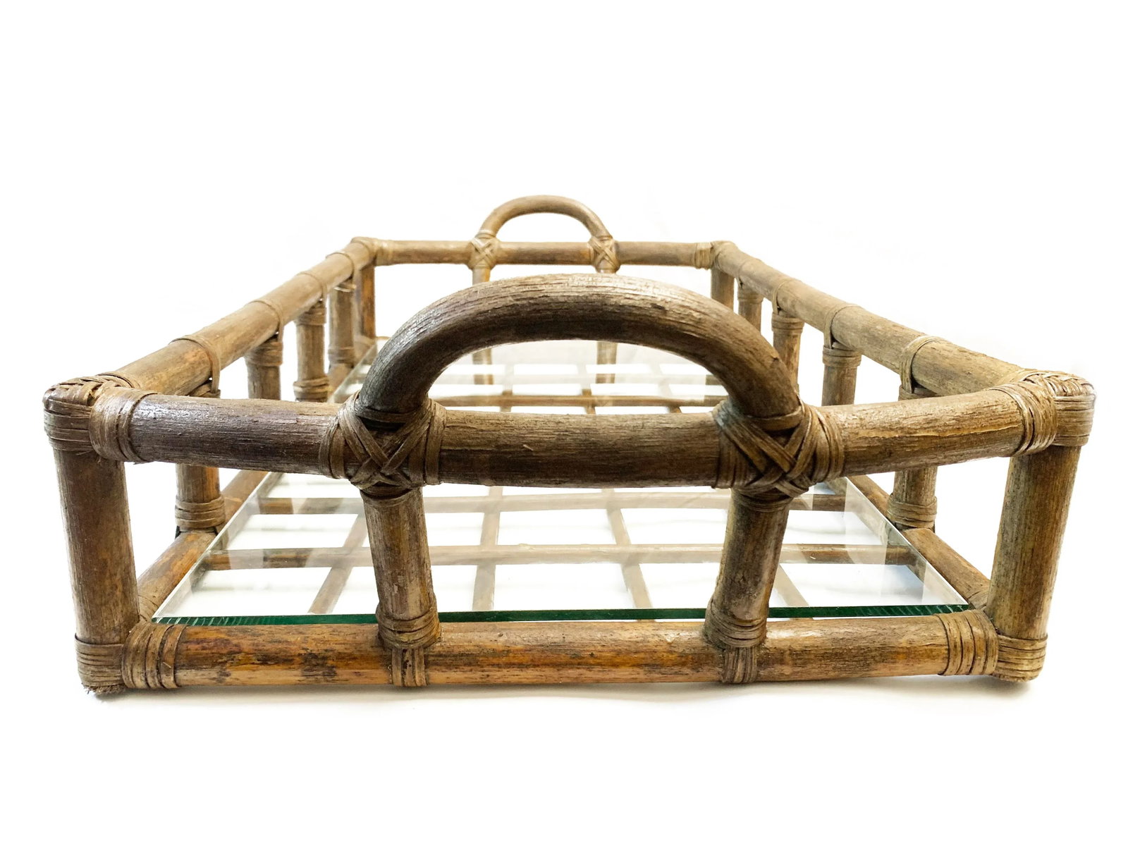 1950's Mid-Century Modern Oversized, Rattan Tray - 4