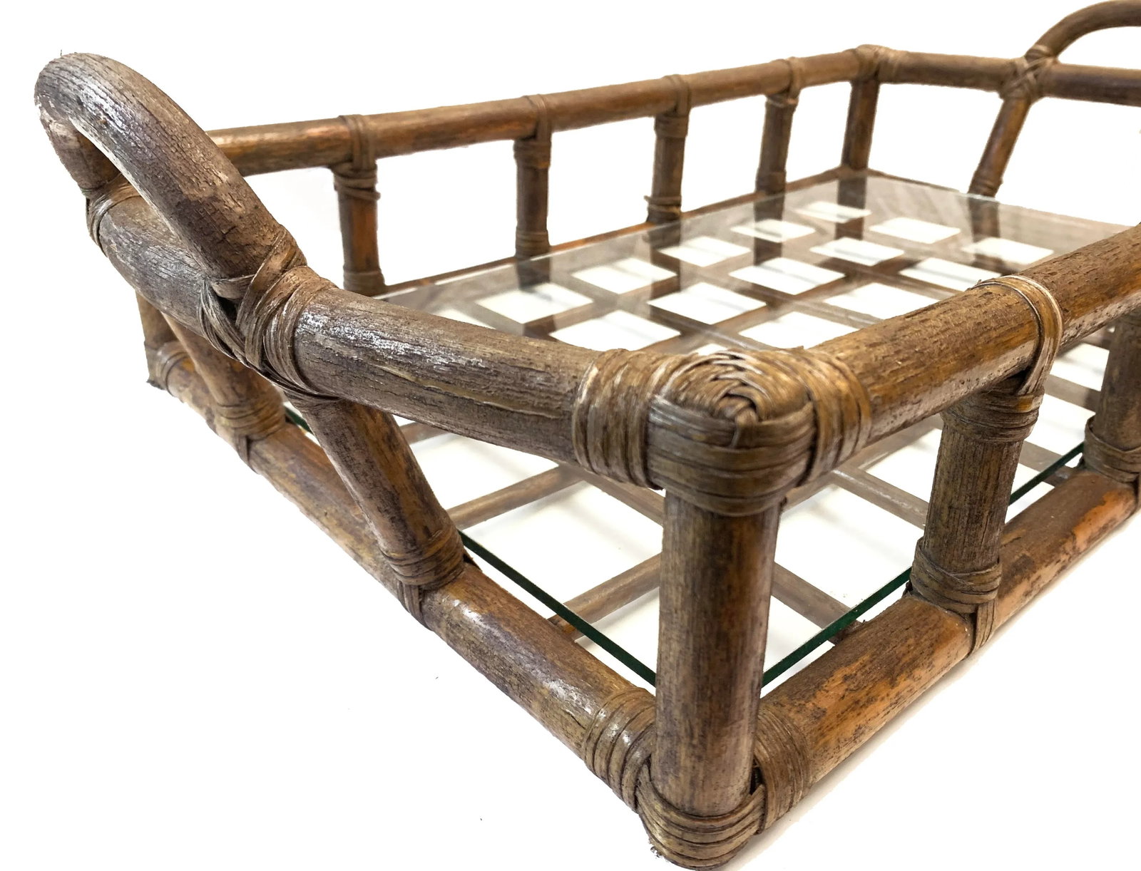 1950's Mid-Century Modern Oversized, Rattan Tray - 5