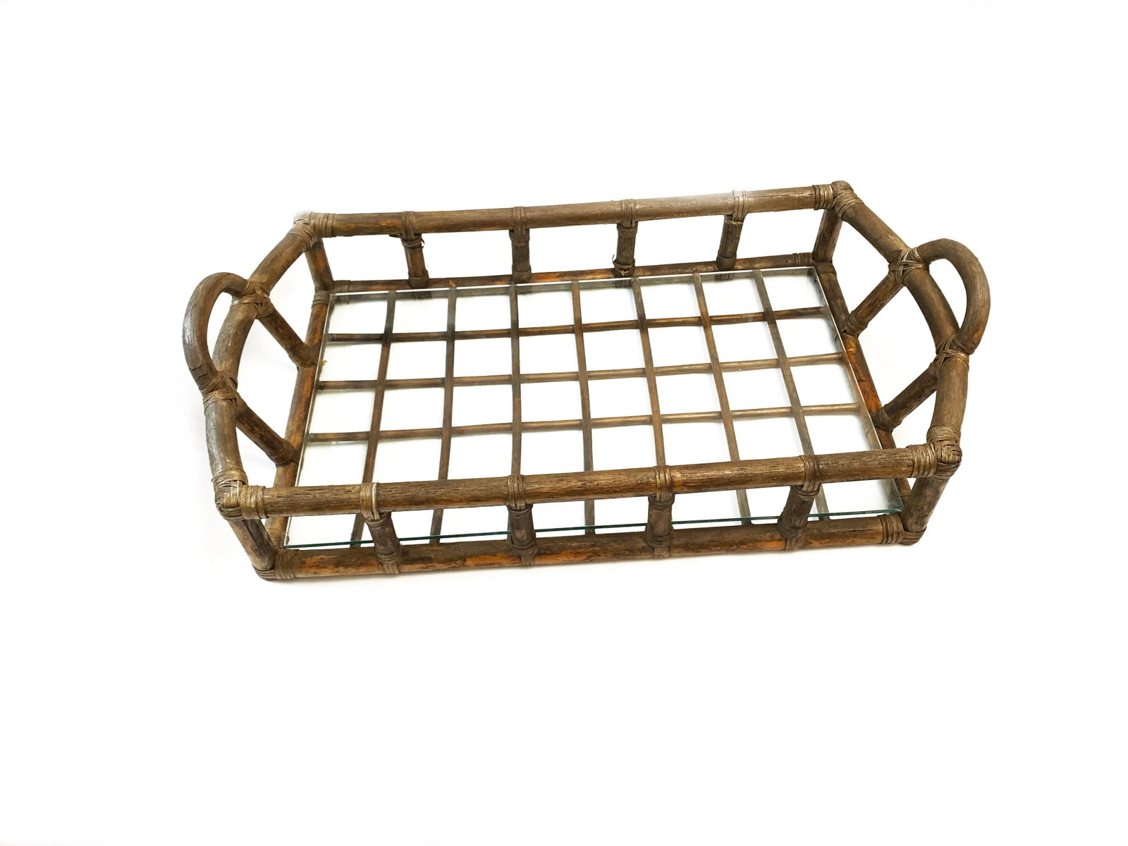 1950's Mid-Century Modern Oversized, Rattan Tray - 6