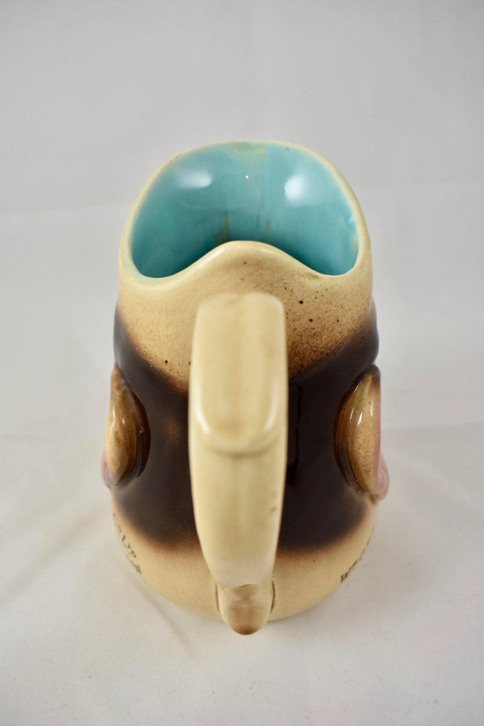 French Sarreguemines Advertising Face Jug for Greer's Scotch Whiskey, 1890s - 10