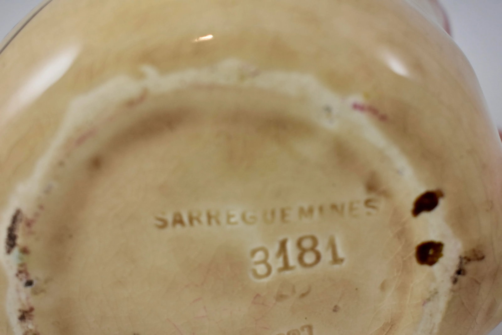 French Sarreguemines Advertising Face Jug for Greer's Scotch Whiskey, 1890s - 12