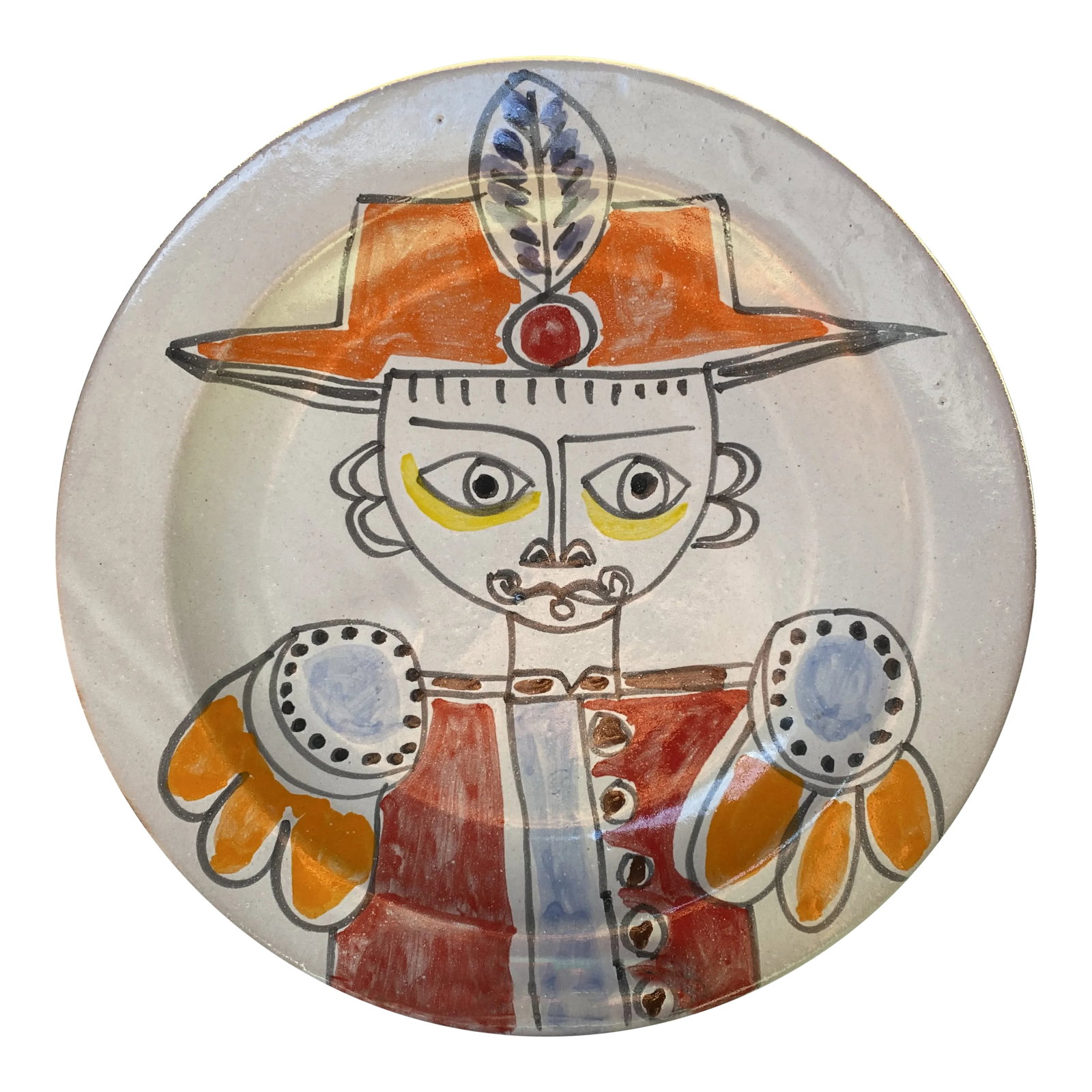1960s DeSimone Musketeer Plate: A colorful and eye-catching DeSimone plate from the 1960s. Condition: Alterations: Original Condition Unaltered Imperfections: Some Imperfections Condition Notes: Very good condition. Origin: Italy