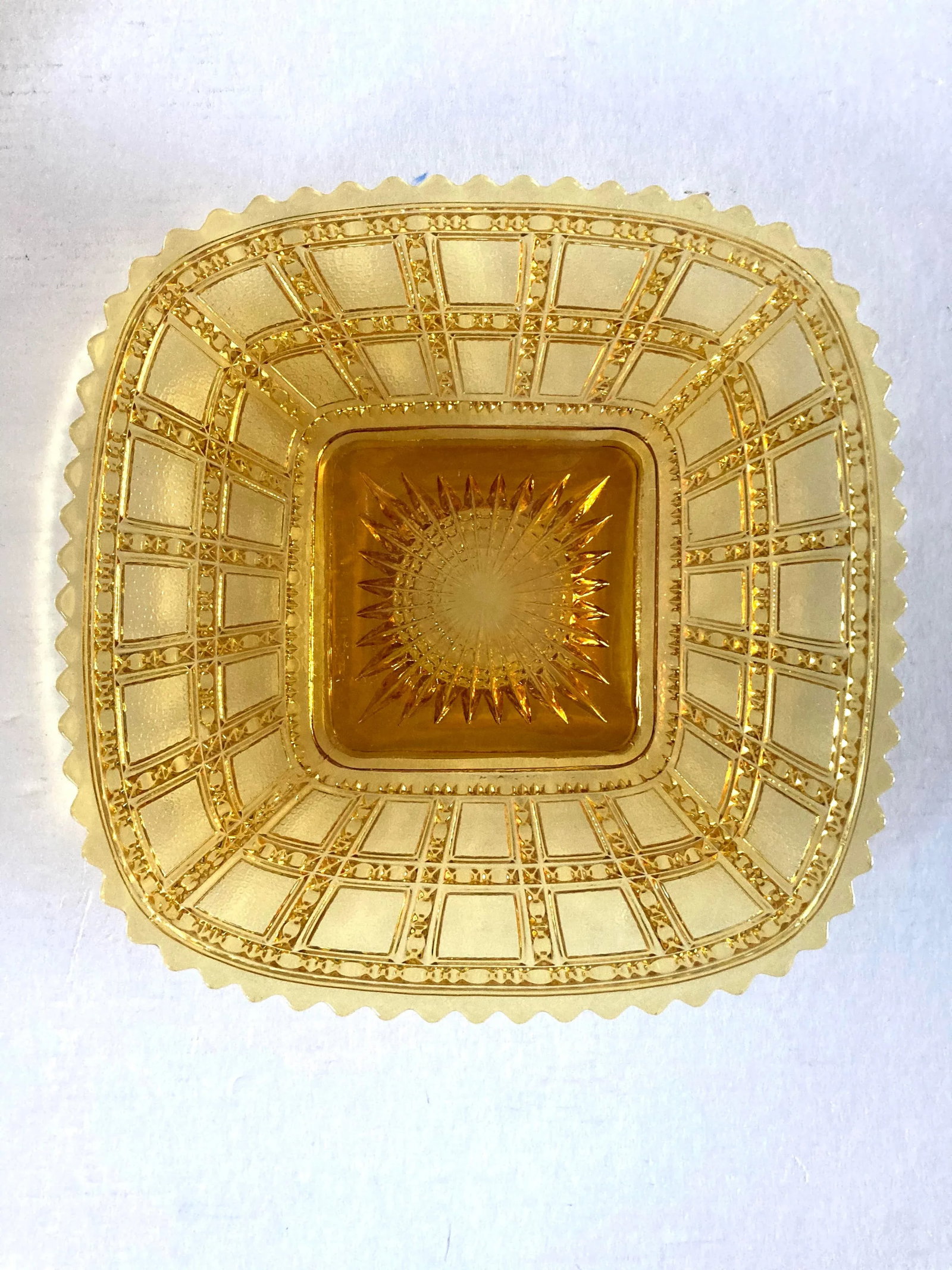 Vintage Imperial Beaded Amber Glass Luncheon Plates Set-7 - 5