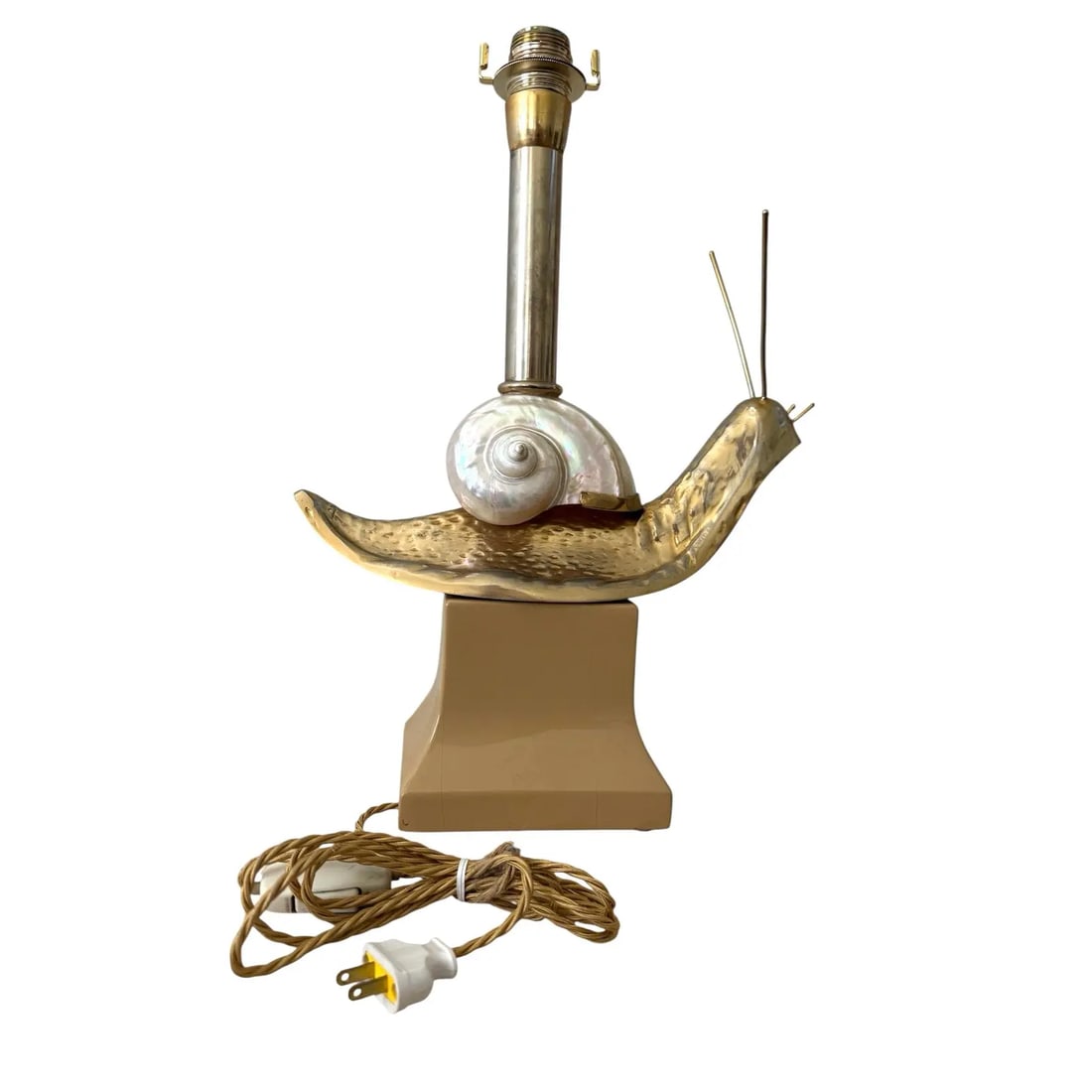 Pair Italian Snail Brass and Shell Table Lamps - 4