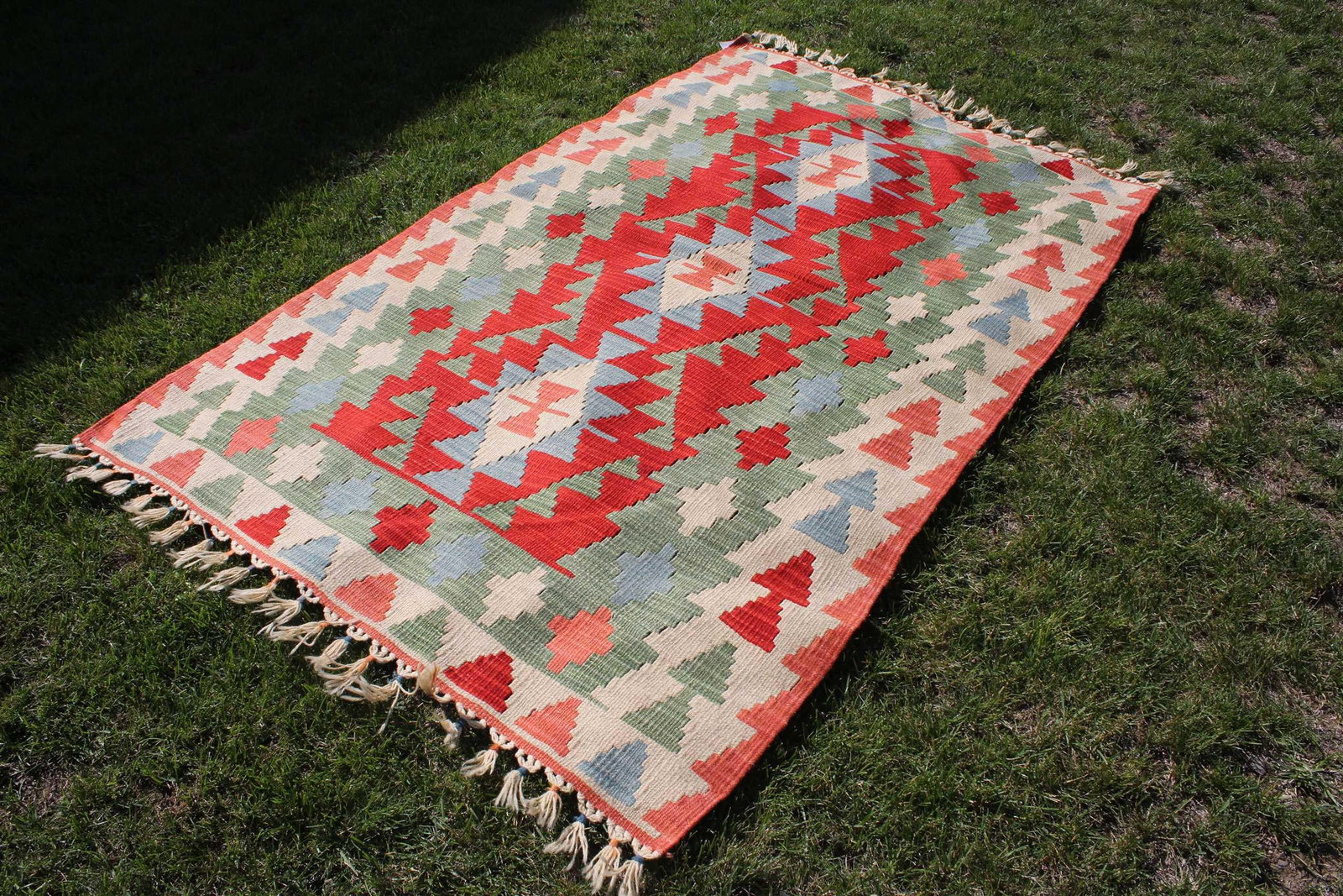 1980s Vintage Turkish Colorful Tribal Style Oushak Kilim Rug - 2