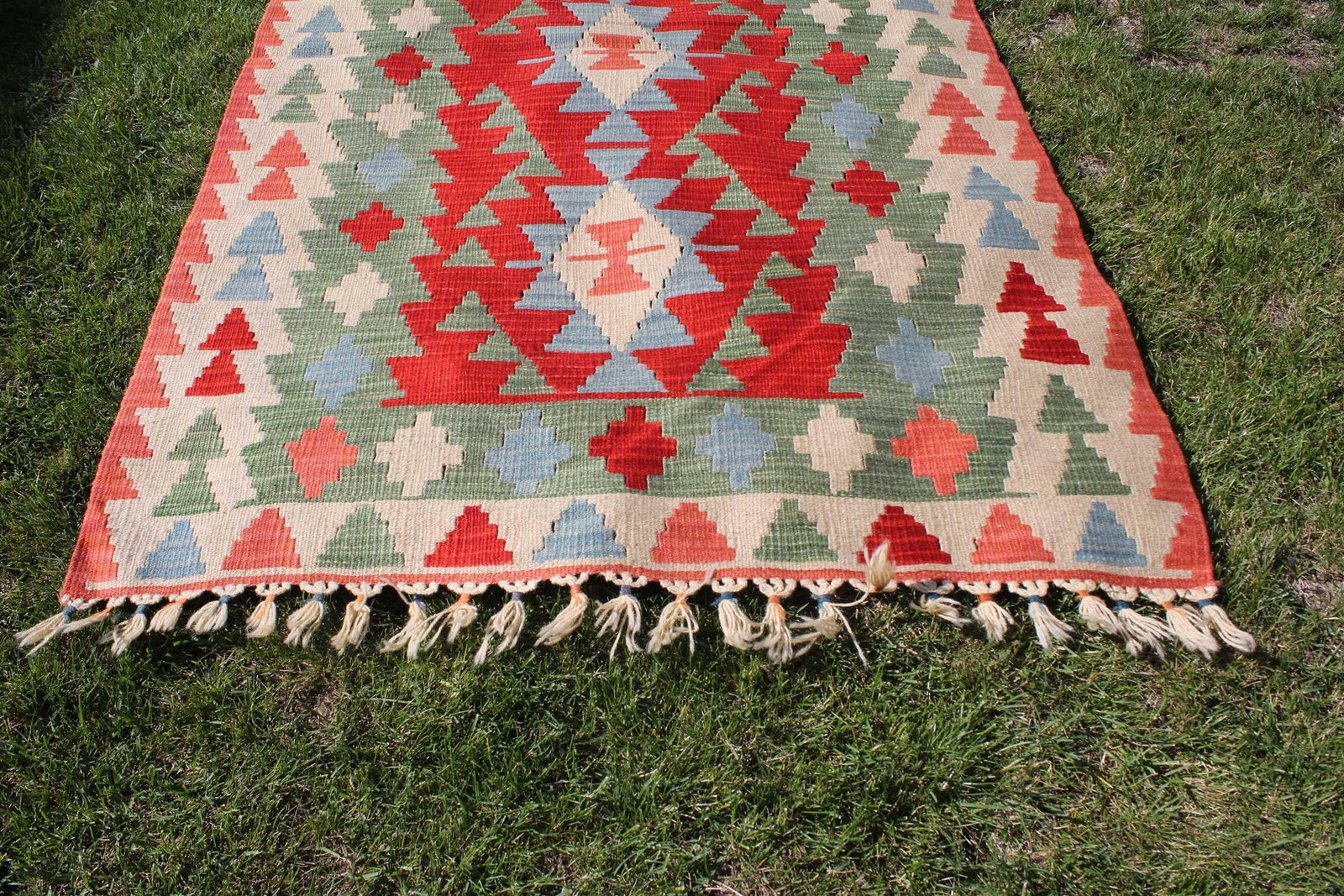 1980s Vintage Turkish Colorful Tribal Style Oushak Kilim Rug - 3