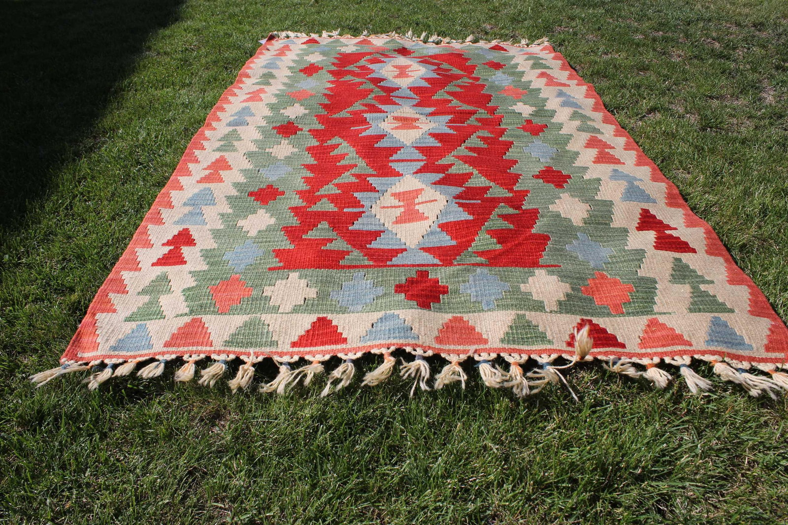 1980s Vintage Turkish Colorful Tribal Style Oushak Kilim Rug - 4
