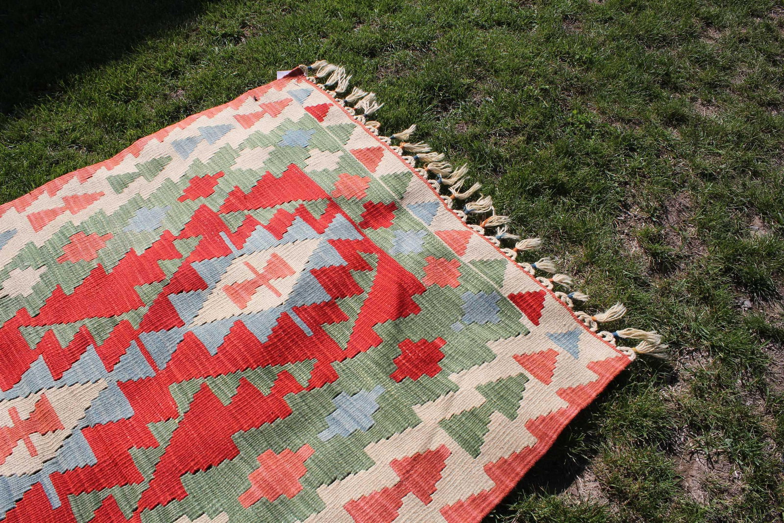 1980s Vintage Turkish Colorful Tribal Style Oushak Kilim Rug - 5