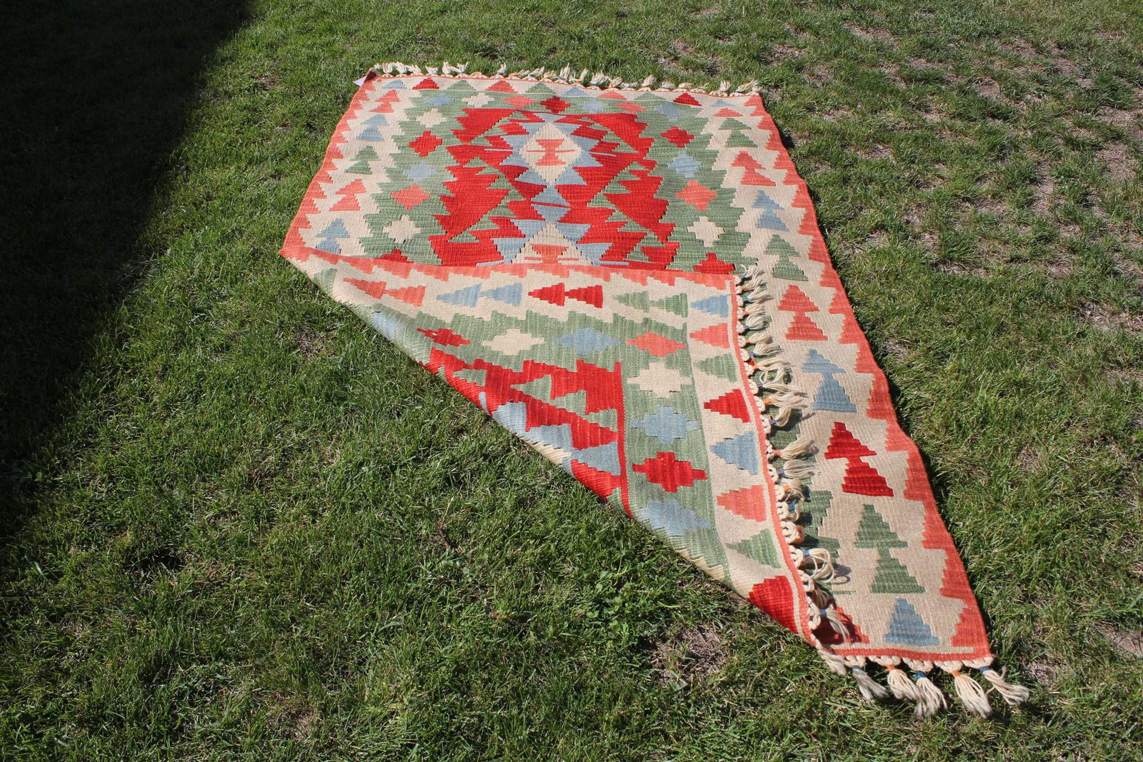 1980s Vintage Turkish Colorful Tribal Style Oushak Kilim Rug - 7