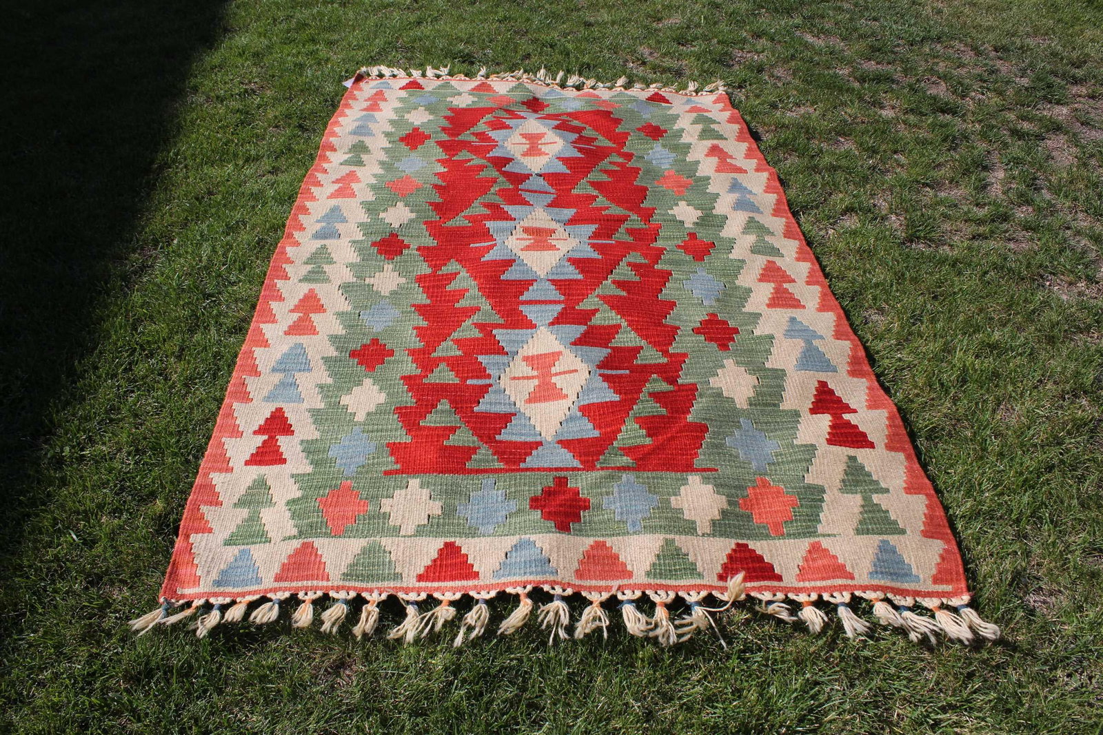 1980s Vintage Turkish Colorful Tribal Style Oushak Kilim Rug - 9